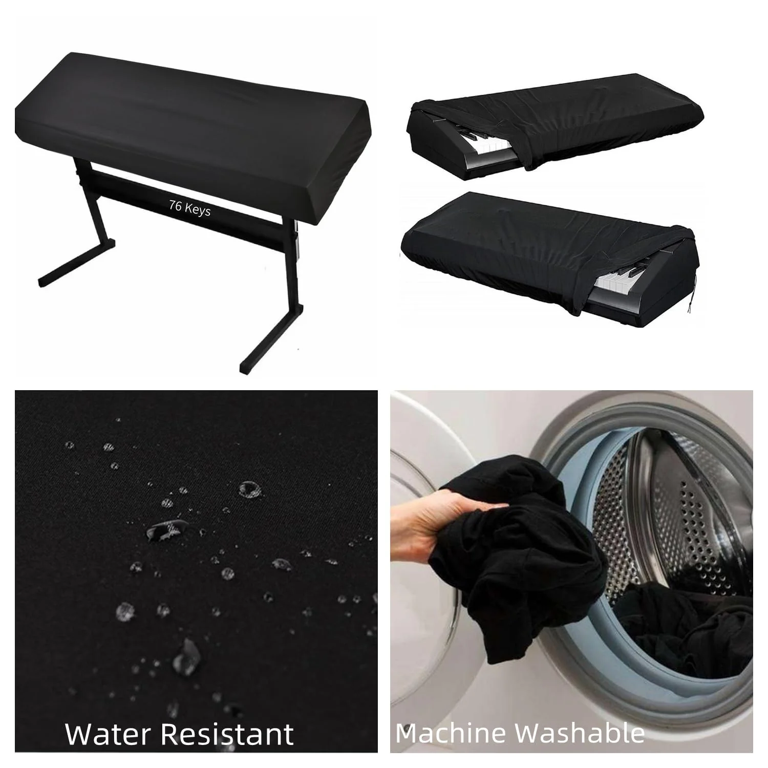 Digital Piano Keyboard and Portable Arranger Keyboards Dust Cover,Elastic Fabric,Water-Resistant,Digital Piano Keyboards Cover for Most Brand Digital Piano Keyboard (76 Keys Cover) 76-Keys Cover - Image 7