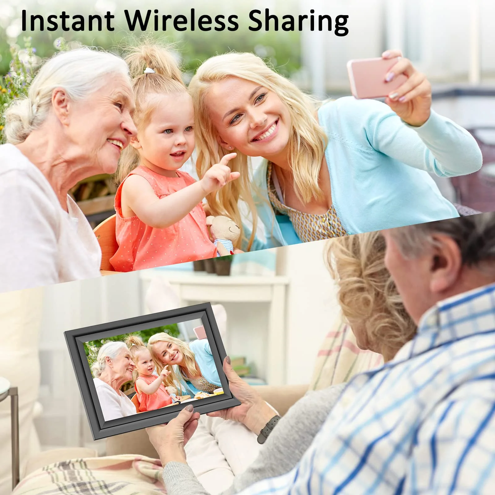Digital Picture Frame, 10.1 Inch WiFi Digital Photo Frame, IPS HD Touch Screen Electronic Picture Frame, 16GB Storage, Slideshow, Easy to Share Photos and Video via Uhale APP, Gifts for Family 10.1 inch Black - Image 7