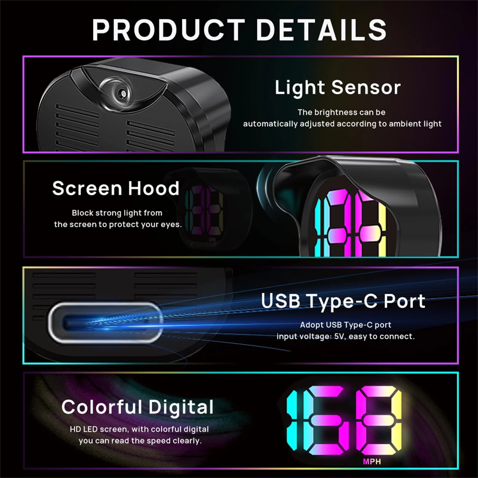 Digital Speedometer for Car,GPS Speedometer for Car,HUD Speedometer MPH,GPS Speedometer mph,USB Connect Plug and Play - Image 3