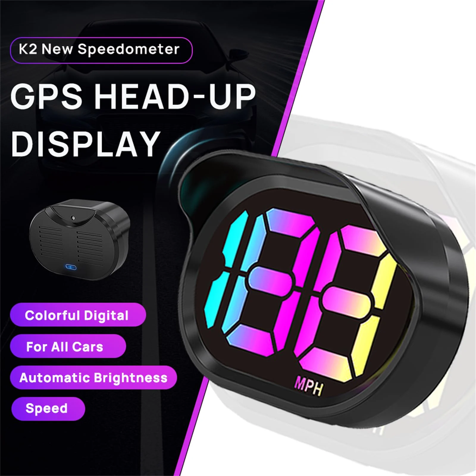 Digital Speedometer for Car,GPS Speedometer for Car,HUD Speedometer MPH,GPS Speedometer mph,USB Connect Plug and Play - Image 8
