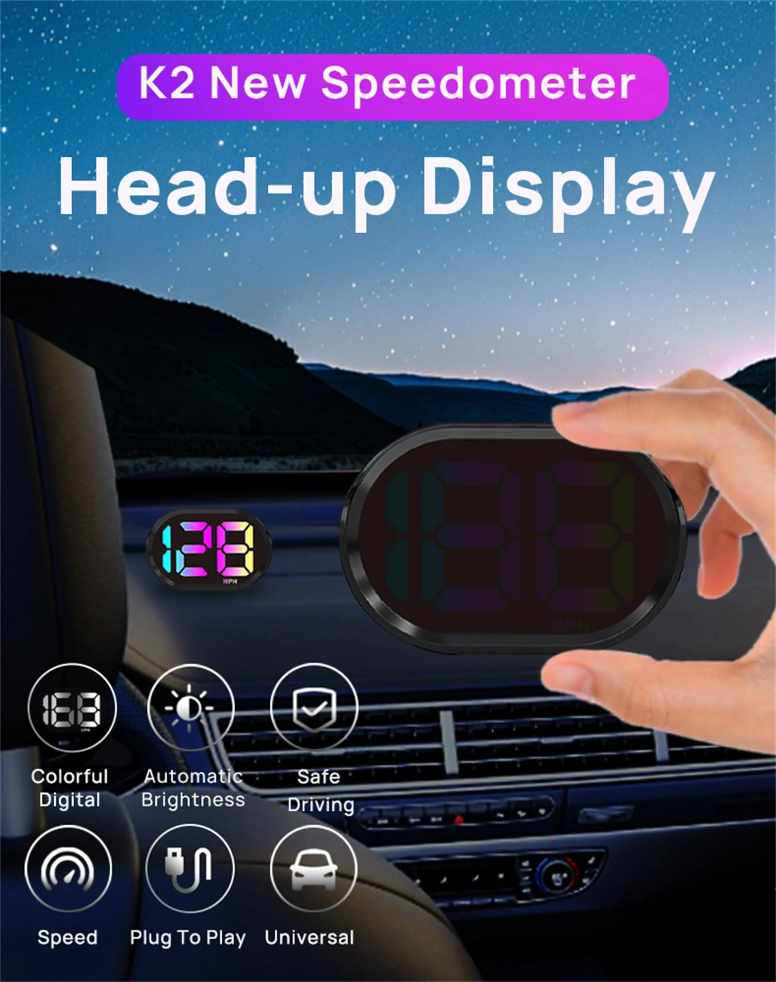 Digital Speedometer for Car,GPS Speedometer for Car,HUD Speedometer MPH,GPS Speedometer mph,USB Connect Plug and Play - Image 9