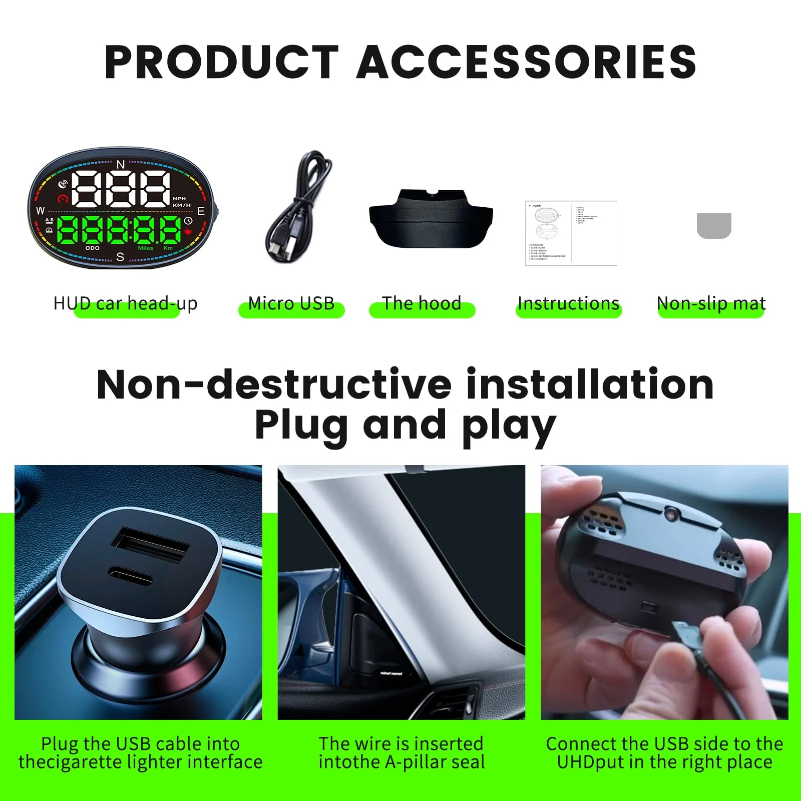 Digital Speedometer for Car,GPS Speedometer for Car,HUD Speedometer MPH,Speedometer Gauge,Head Up Display for Car,with Compass,Over Speed Alarm,USB Connect Plug and Play - Image 7