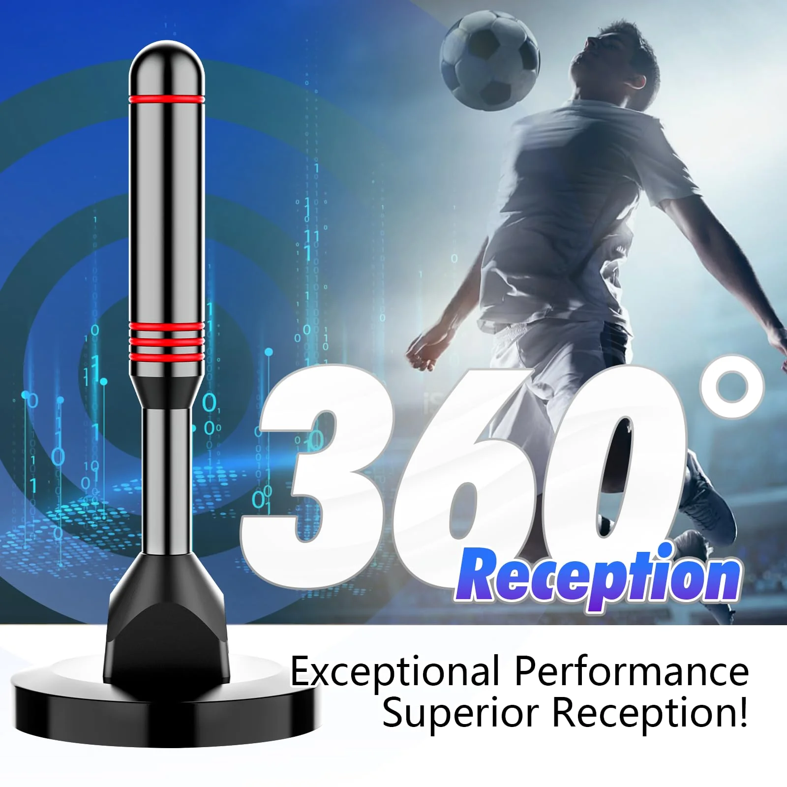 Digital TV Antenna for Smart TV Indoor,2024 TV Antenna with Strong Magnetic Base, 360°&Long Range Reception HD TV Antenna for Local Channels, Easy Installation Antenna for TV Without Cable (5.5 in) 5.5 IN - Image 3