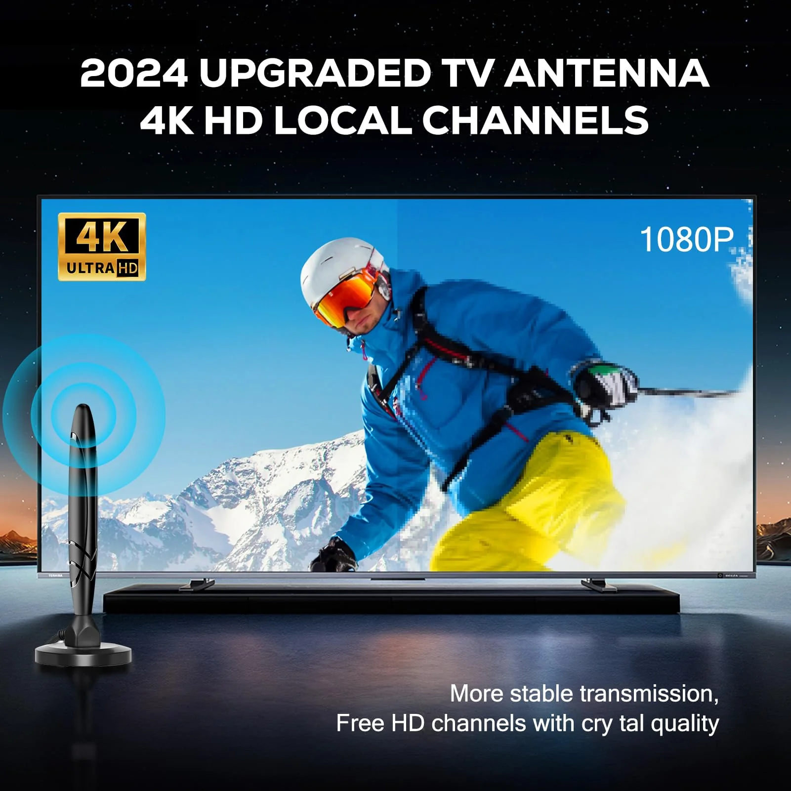 Digital TV Antenna - HDTV Antenna for Smart TV Indoor, 360° Reception, 4K 1080p Support, Amplified Indoor Antenna with Signal Booster, Detachable Amplifier, 20FT Cable, TV Antenna for Local Channels - Image 3