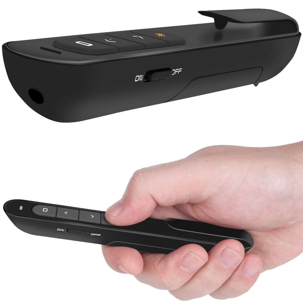 DinoFire Wireless Presenter, Hyperlink Volume Control Presentation Clicker RF 2.4GHz USB PowerPoint Clicker Presentation Remote Control Pointer Slide Advancer (Black) - Image 3