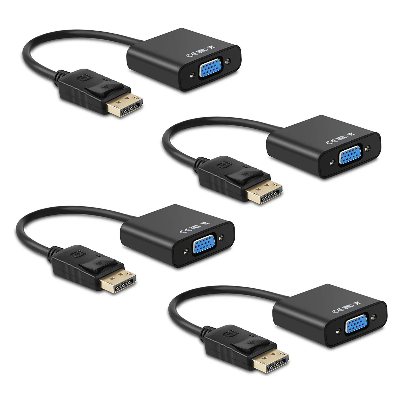 Display Port to VGA Adapter,4 Pack Gold-Plated DisplayPort DP to VGA Converter (Male to Female) for Computer, Desktop, Laptop, PC, Monitor, Projector, HDTV 4Pcs