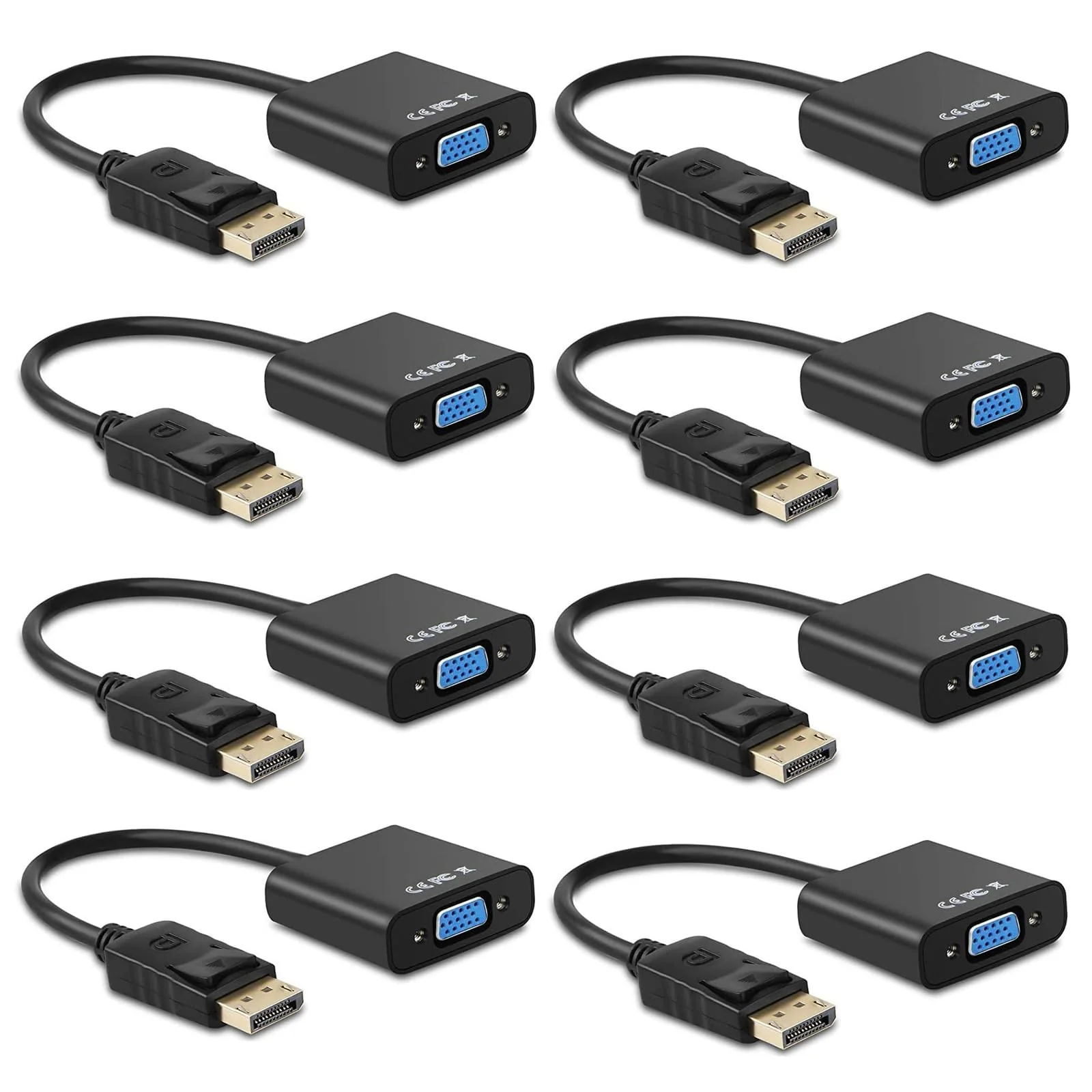 Display Port to VGA Adapter,8 Pack Gold-Plated DisplayPort DP to VGA Converter (Male to Female) for Computer, Desktop, Laptop, PC, Monitor, Projector, HDTV 8Pcs