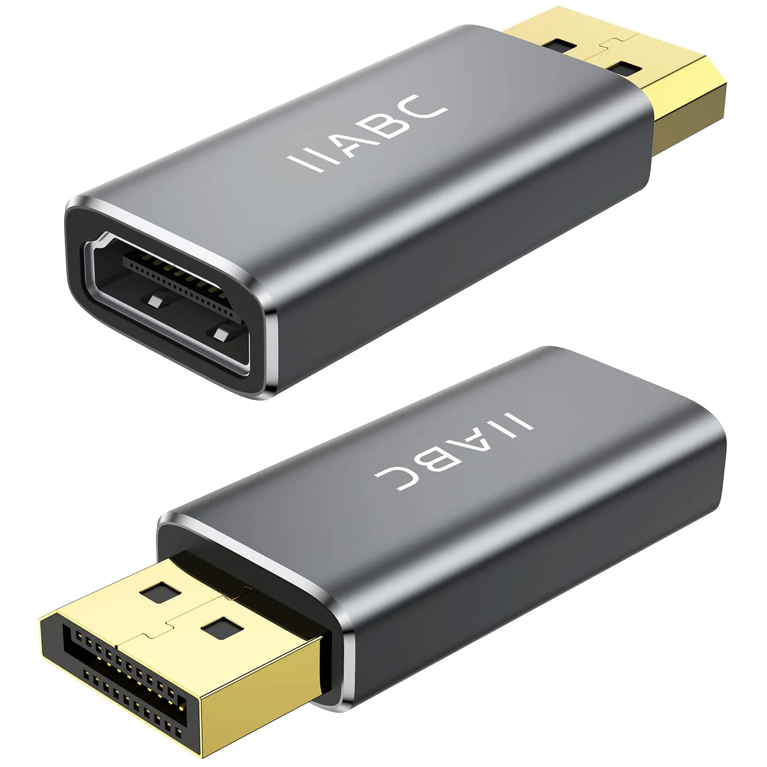 Displayport to HDMI Adapter (2Pack) 4K 24K Gold Plated Displayport DP to HDMI Female Converter,Uni-Directional Display Port to HDMI Converter Compatible for Lenovo, HP, Dell &More- Grey 2-Pack