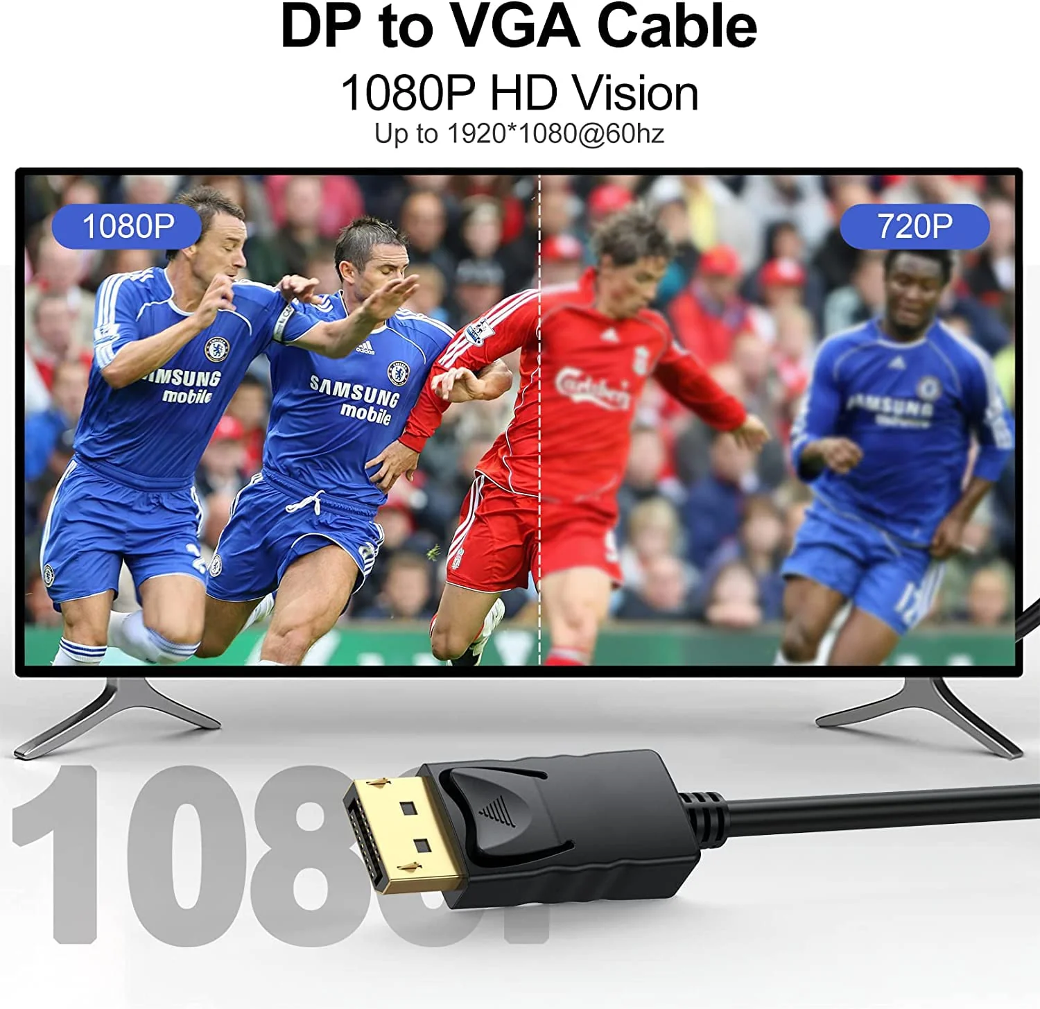 DisplayPort to VGA Cable 10 FT, 2-Pack Display Port DP to VGA Adapter Cord Male to Male HD Video 1080P for Computer, Monitor, TV, Projector - Image 3
