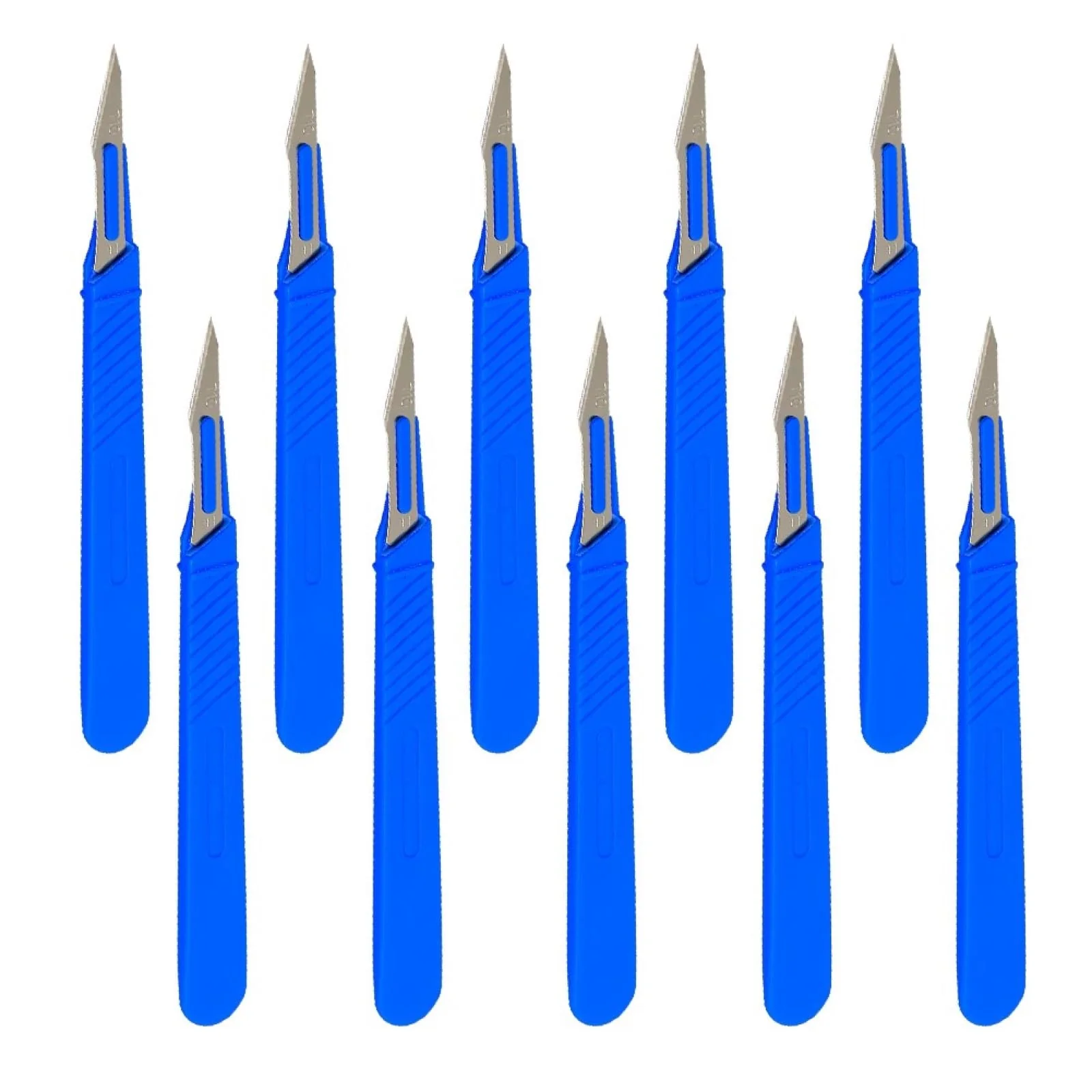 Disposable Plastic Surgical Scalpel Knife, Disposable Scalpel Blade, Sterilised Disposable Scalpels, Disposable Scalpel Figure 11 with Protective Cap, Individually Sterile Packed (Blue, Pack of 10) Construction, 10 Pieces