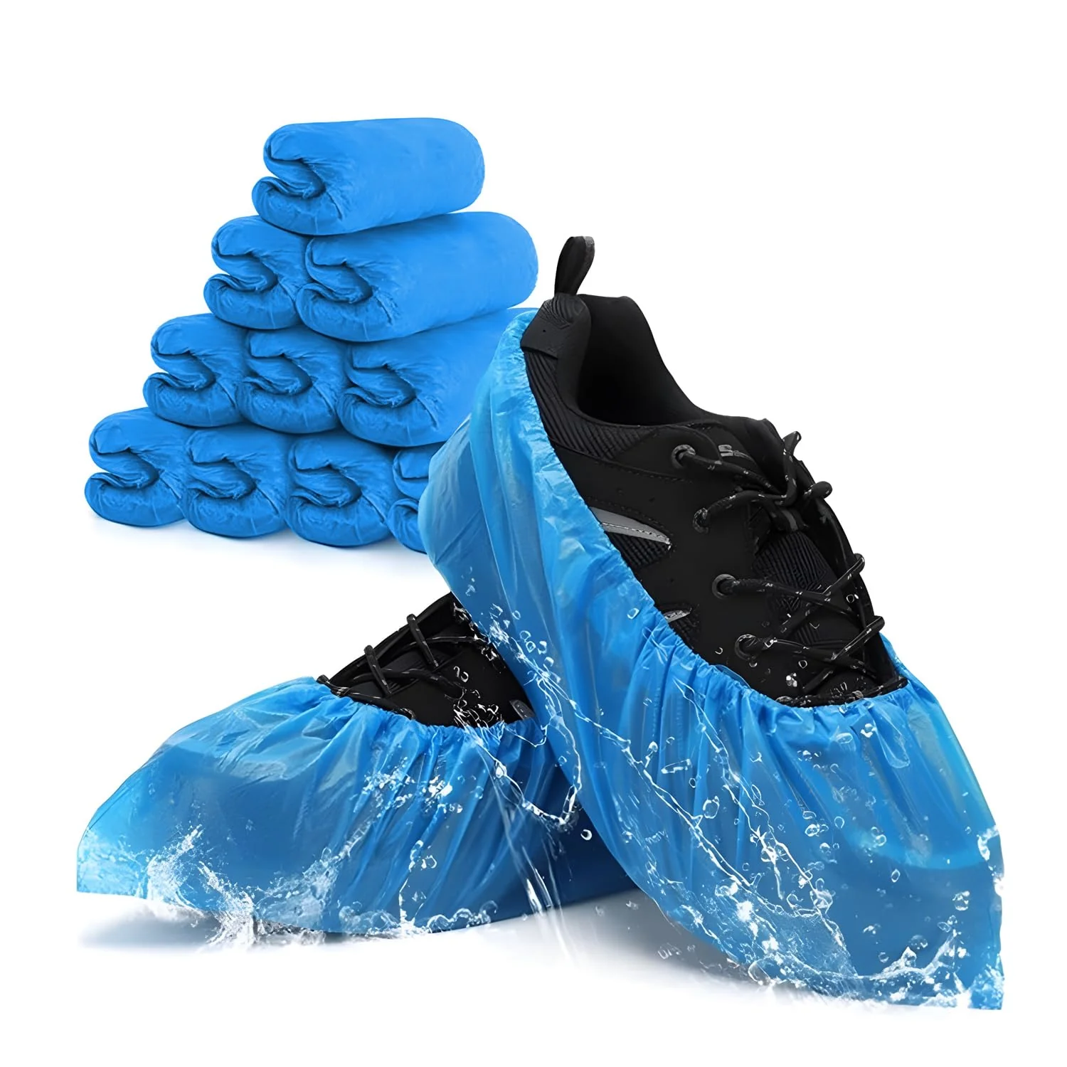 Disposable Shoe Covers Pack of 100 - Waterproof & Non-Slip Overshoes Made of CPE Material, Disposable Shoe Covers for Hygiene, Protection & Rain Protection, Shoe Covers for Household, Clinic & Work