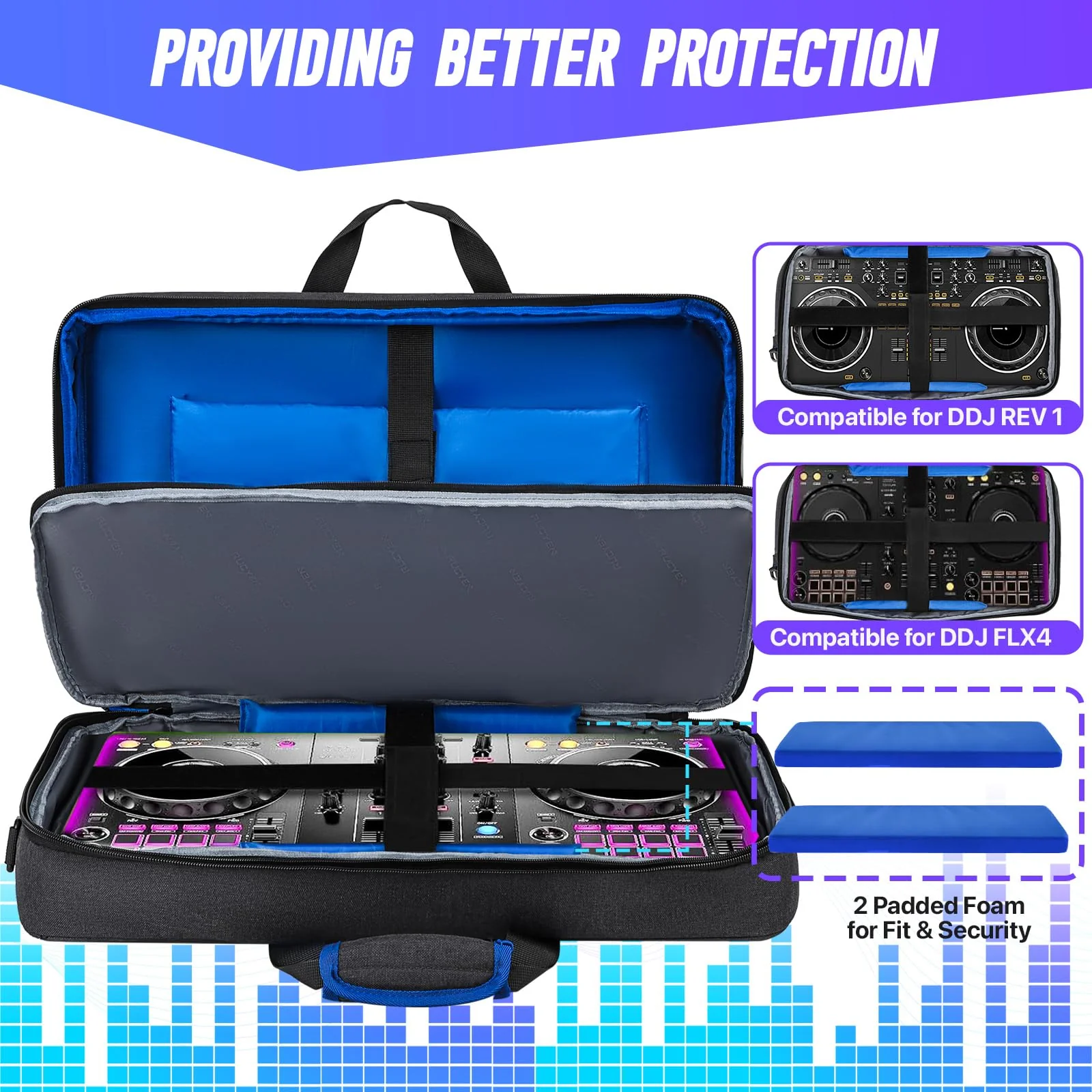 DJ Bag for DDJ-FLX4/DDJ 400/DDJ REV1, Padded DJ Controller Crossbody Bag with 4 Pockets, for 15.6 Inch Laptop, Cables, DJ Mixer Case with Adjustable Shoulder Strap for DJ Equipment - Image 2