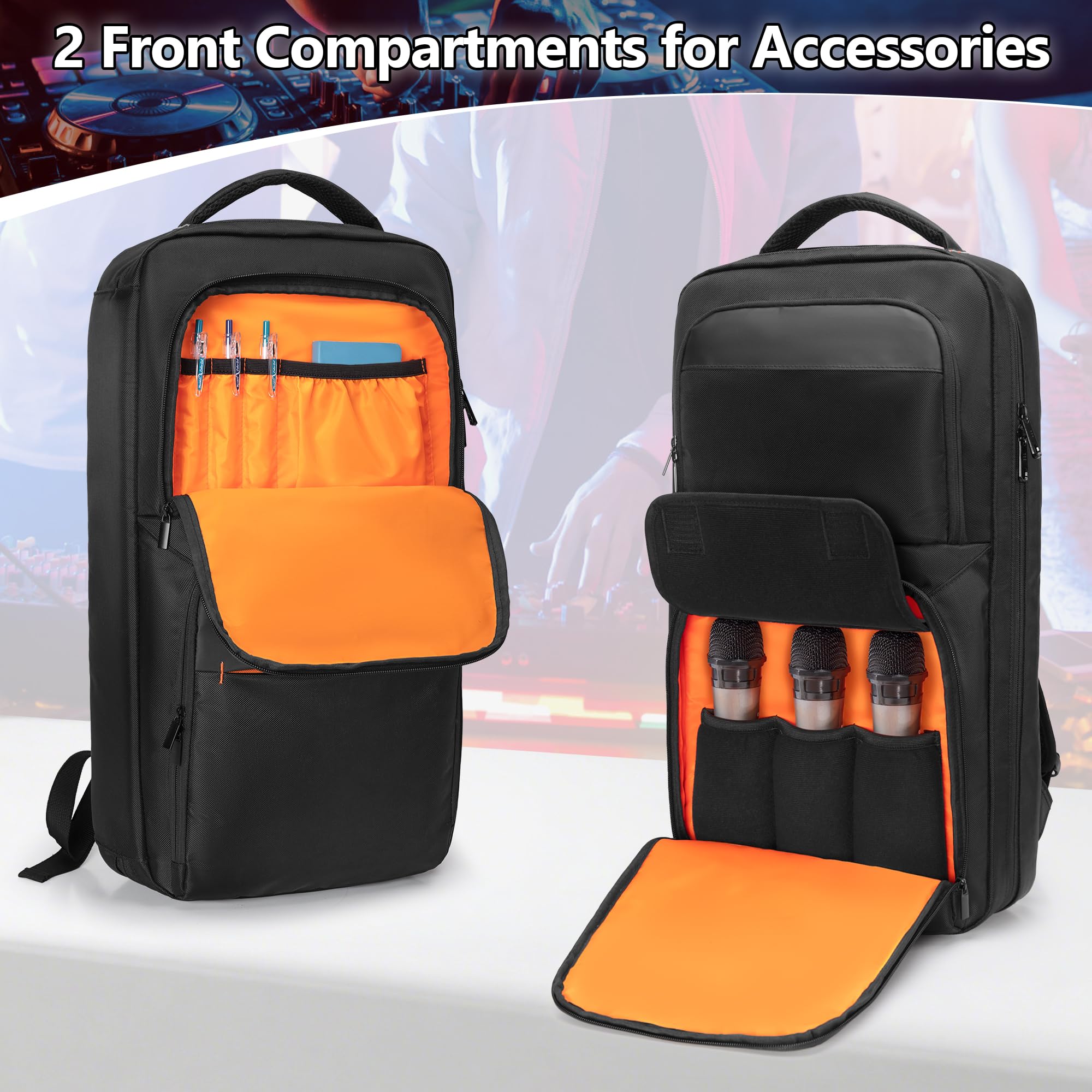 DJ Controller Backpack Compatible with DDJ 400/ SB2/ SB3/ DDJ-REV1/ DDJ-FLX4, Padded DJ Controller Storage Bag with Laptop Sleeve, DJ Mixer Carrying Case for DJ Equipment, Cable - Image 2