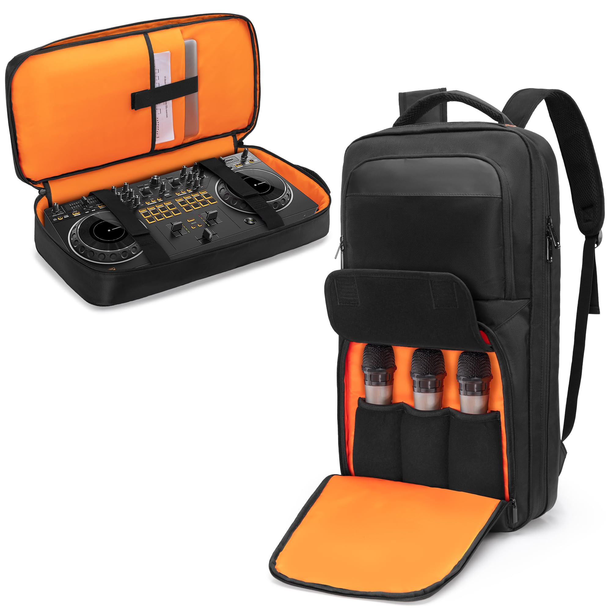 DJ Controller Backpack Compatible with DDJ 400/ SB2/ SB3/ DDJ-REV1/ DDJ-FLX4, Padded DJ Controller Storage Bag with Laptop Sleeve, DJ Mixer Carrying Case for DJ Equipment, Cable - Image 9