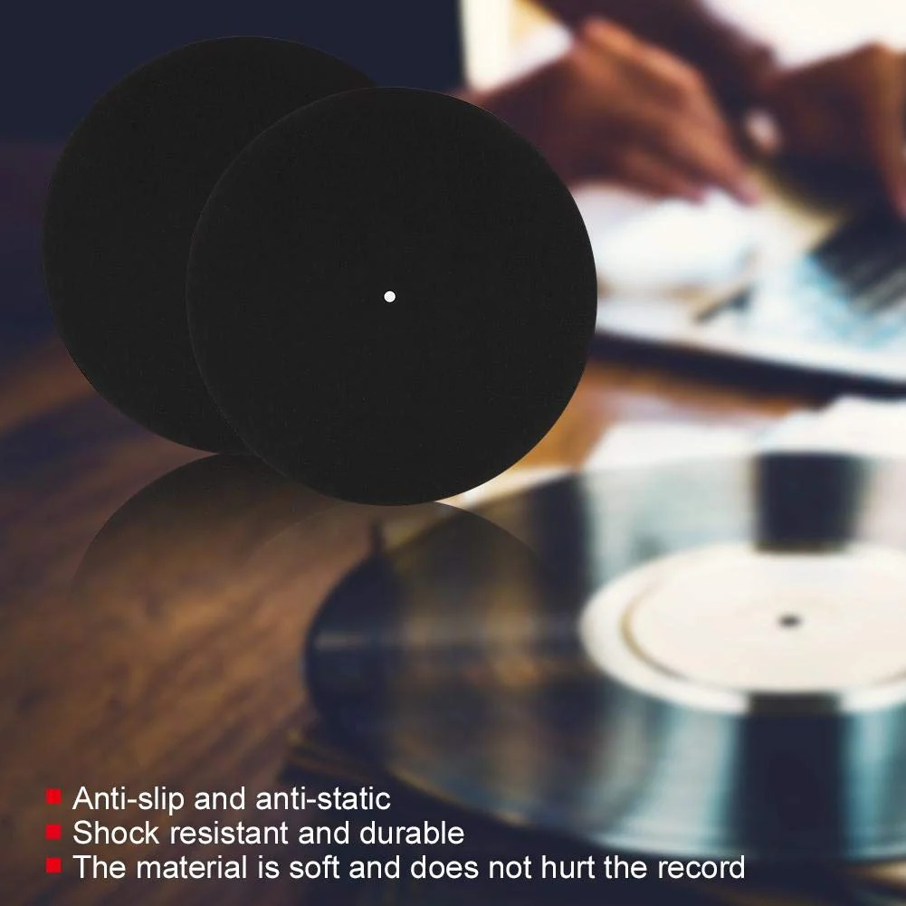 DJ Equipment mat, 2 Pack Turntable Platter Mat Felt Anti-Static Slipmat for LP Record Players 3mm - Image 4