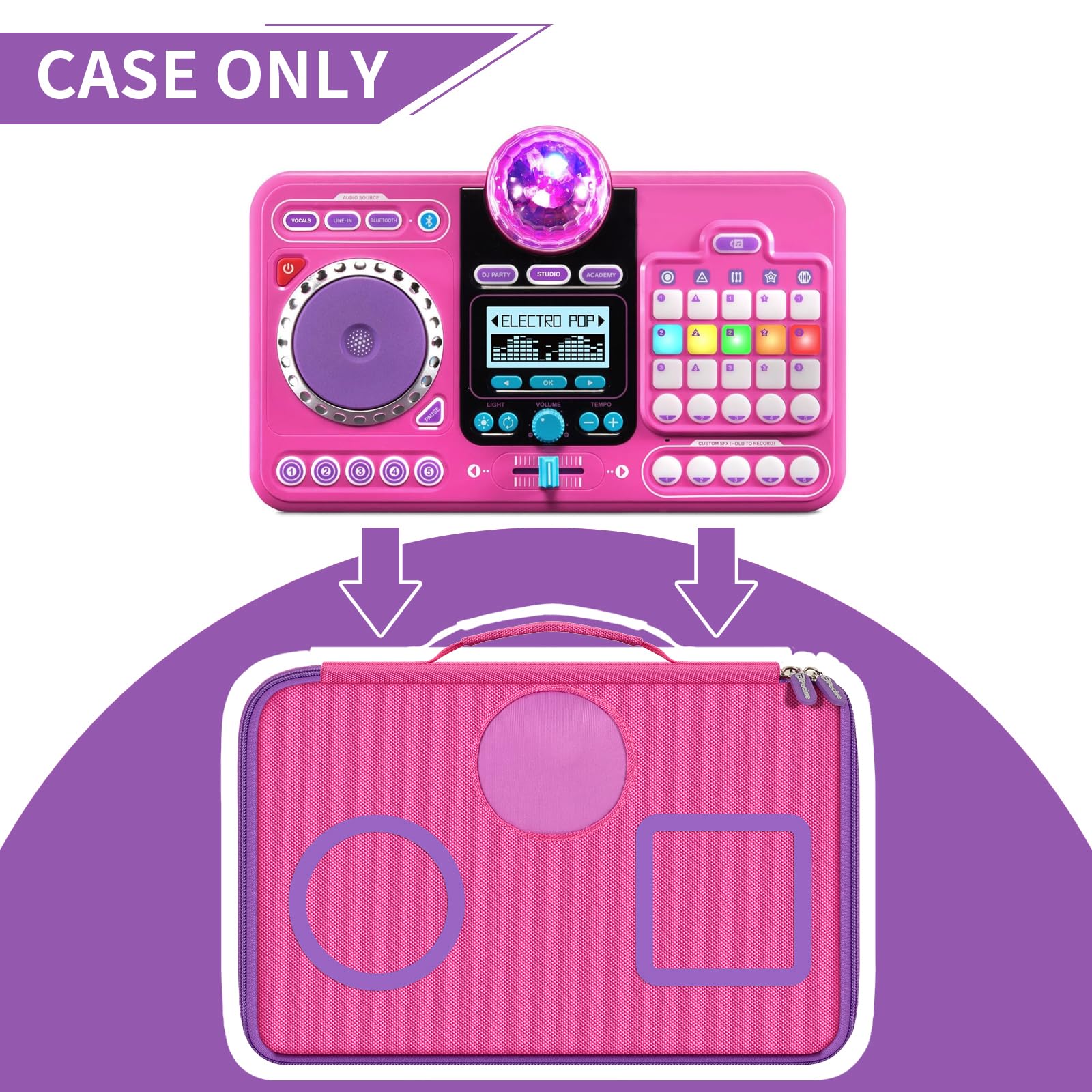 DJ Mixer Bag for VTech KidiStar DJ Mixer, Kidi DJ Mix, (Not Included Kids Music Toy DJ Mixer) - Case Only (Pink) rosered - Image 2
