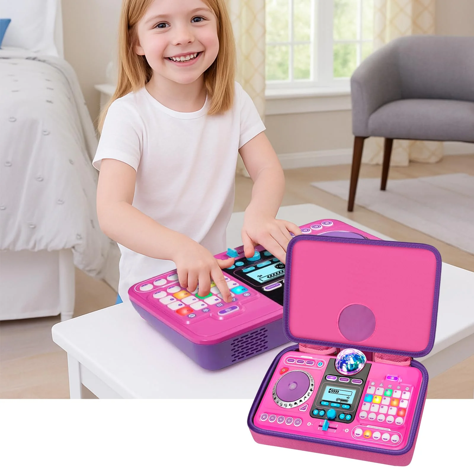 DJ Mixer Bag for VTech KidiStar DJ Mixer, Kidi DJ Mix, (Not Included Kids Music Toy DJ Mixer) - Case Only (Pink) rosered - Image 7