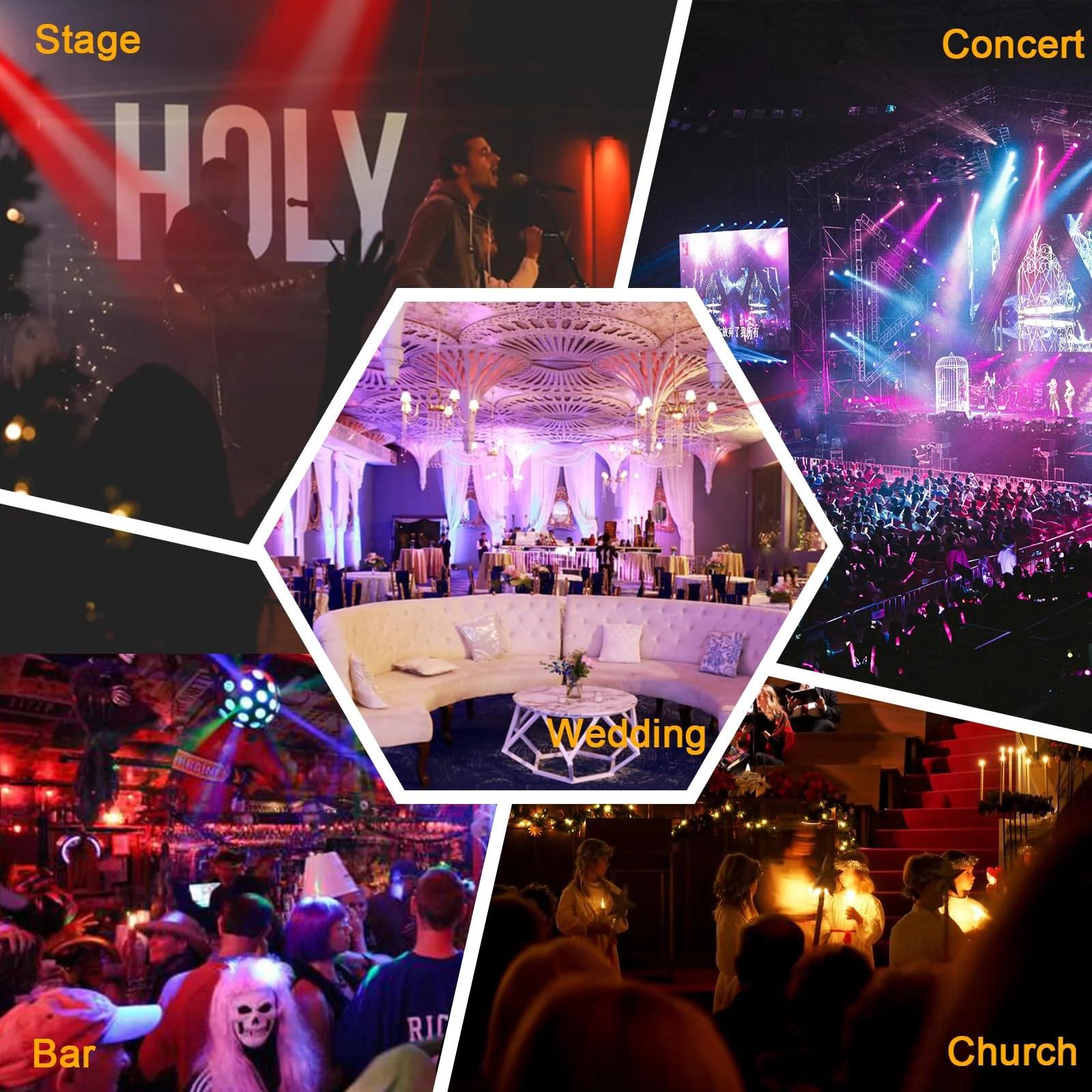 DJ Par Lights, RGBW LED Par Light with Sound Activated and Remote, DMX Stage Uplighting for Event Wedding Church Festival Stage Lighting - Image 4