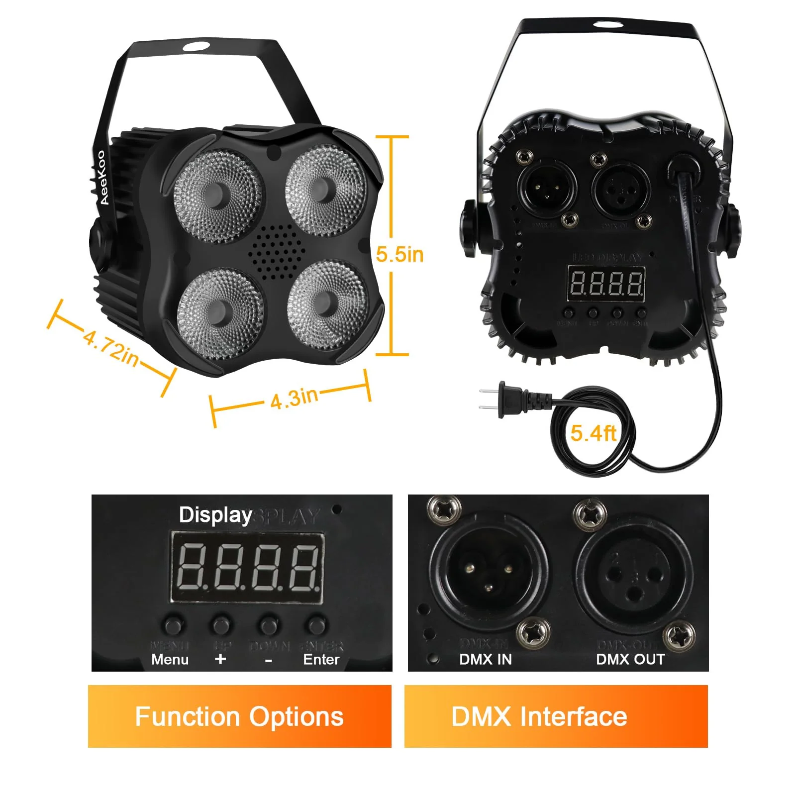 DJ Par Lights, RGBW LED Par Light with Sound Activated and Remote, DMX Stage Uplighting for Event Wedding Church Festival Stage Lighting - Image 6