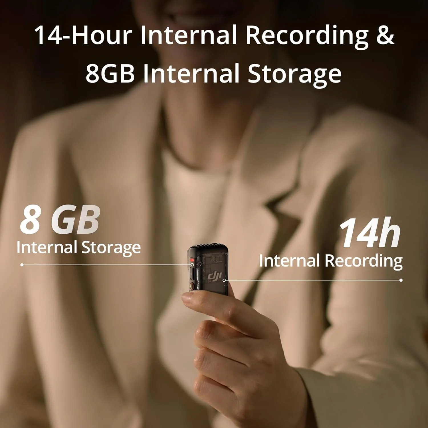 DJI Mic 2 Transmitter (Shadow Black), Wireless Microphone with Intelligent Noise Cancelling, 14-Hour Internal Recording, 6-Hour Battery, Magnetic Attachment, Bluetooth Microphone, YouTube, Vlogs Mic 2 Transmitter (Shadow Black) - Image 4