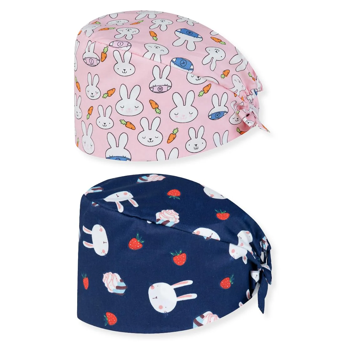 DLPRK Pack of 2 Adjustable Surgical Caps, Women's Unisex Work Cap, Cotton with Cotton Print (Nurse's Cap, Dust Cap)