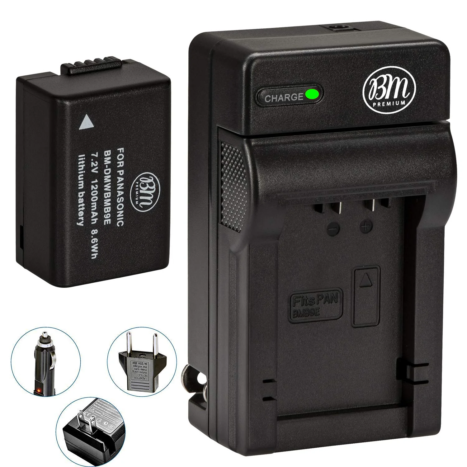 DMW-BMB9 Battery and Battery Charger for Panasonic Lumix DC-FZ80, DMC-FZ40K, DMC-FZ45K, DMC-FZ47K, DMC-FZ48K, DMC-FZ60, DMC-FZ70, DMC-FZ100, DMC-FZ150 Digital Camera