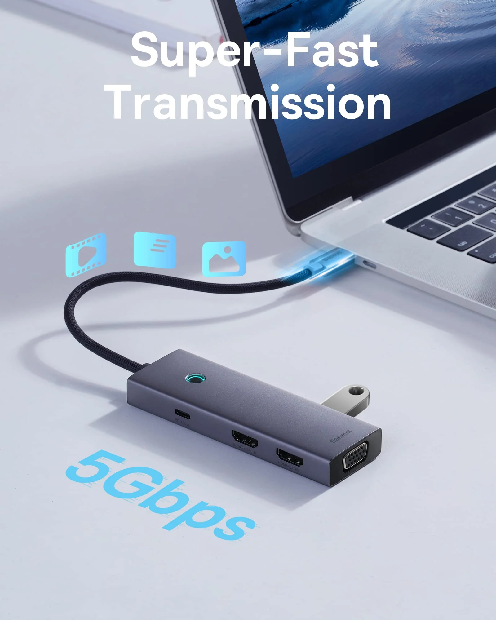 Docking Station Dual Monitor, Baseus 7 in 1 USB C Docking Station 3 Monitors, USB C HUB with 4K HDMI, 100W PD, 3 USB for iPhone 15/MacBook/Dell/HP - Image 7