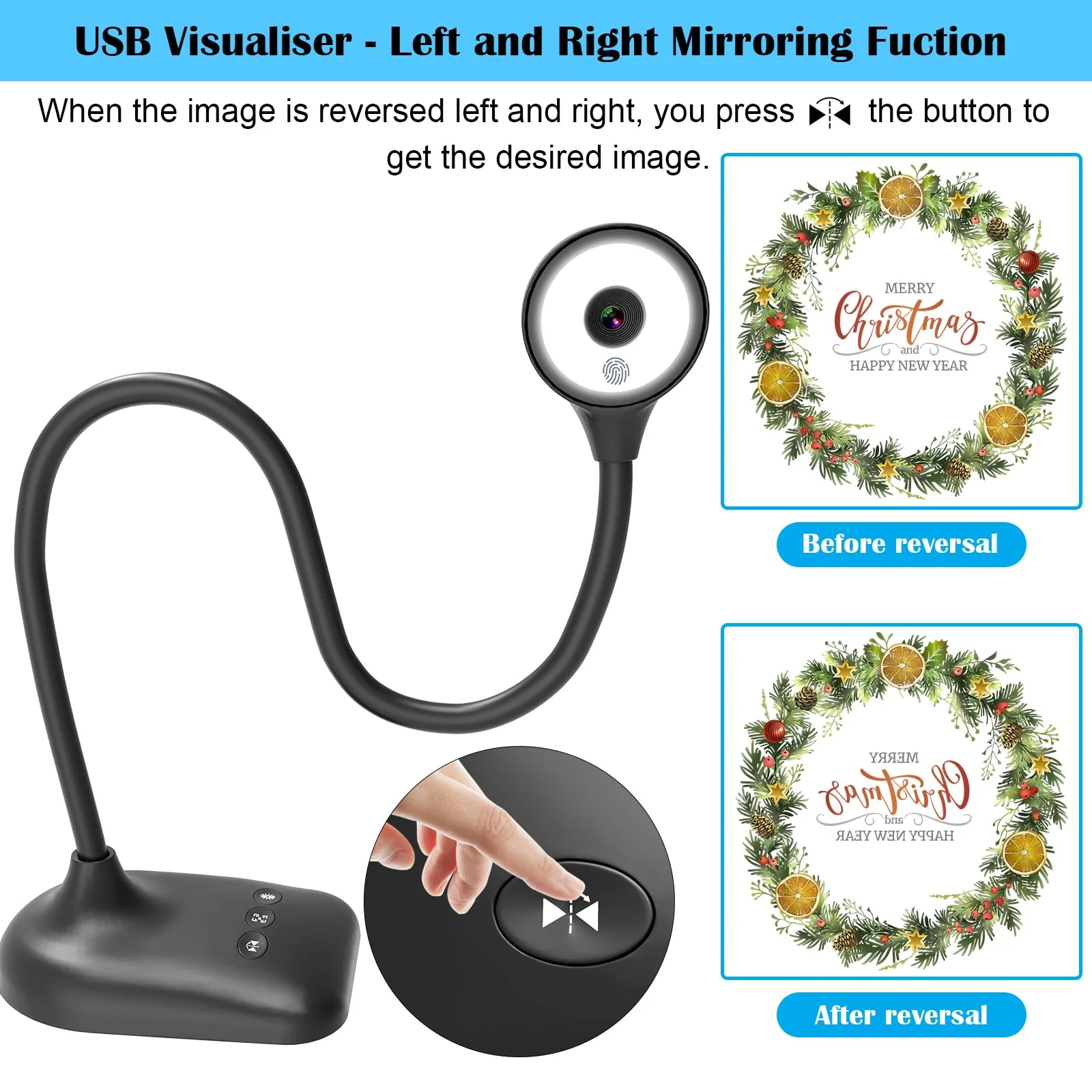 Document Camera for Teachers, Doc Camera, USB Visualizer with LED Light, Auto Focus, Image Invert, Fold, For Mac OS, Windows, Chromebook - Image 3