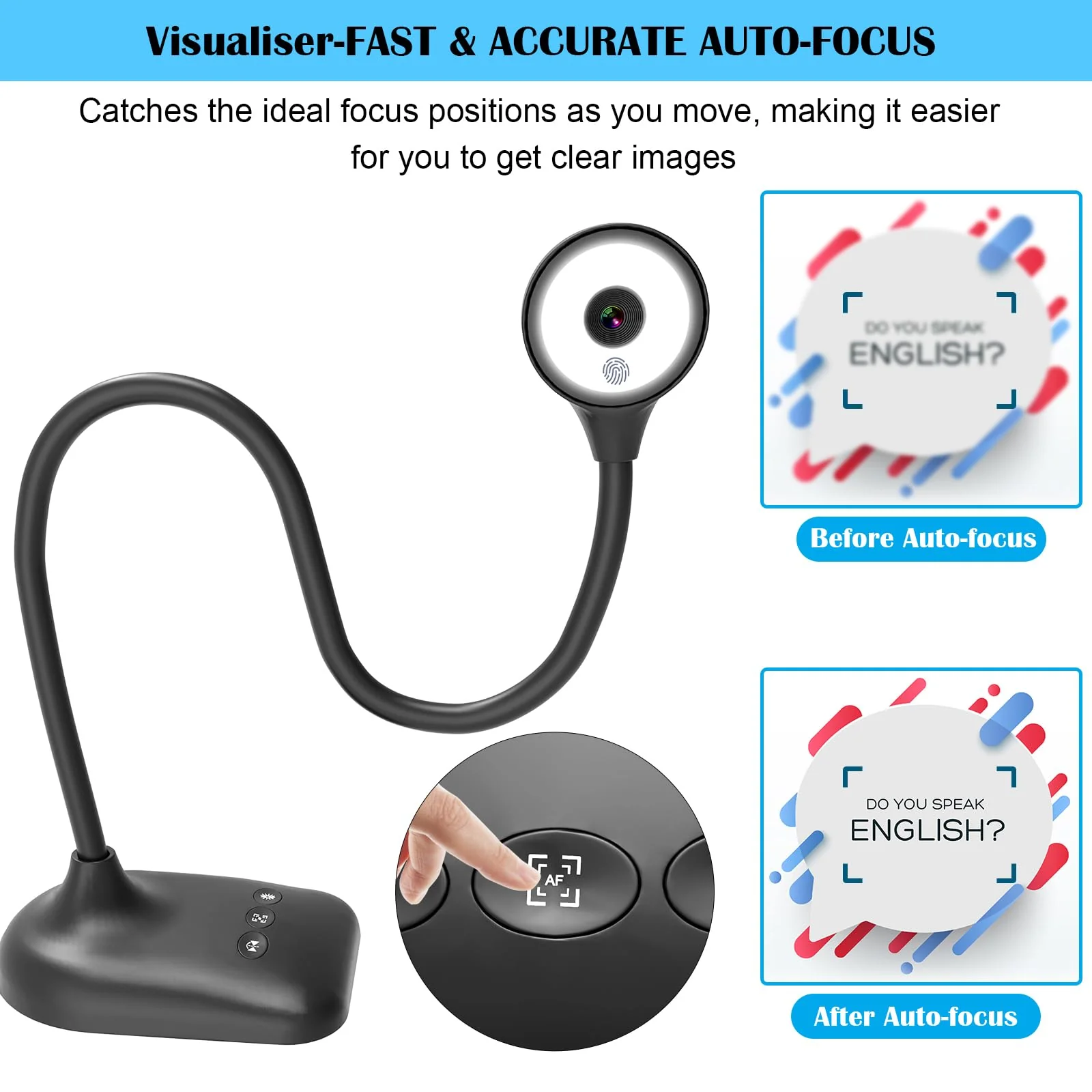 Document Camera for Teachers, Doc Camera, USB Visualizer with LED Light, Auto Focus, Image Invert, Fold, For Mac OS, Windows, Chromebook - Image 4