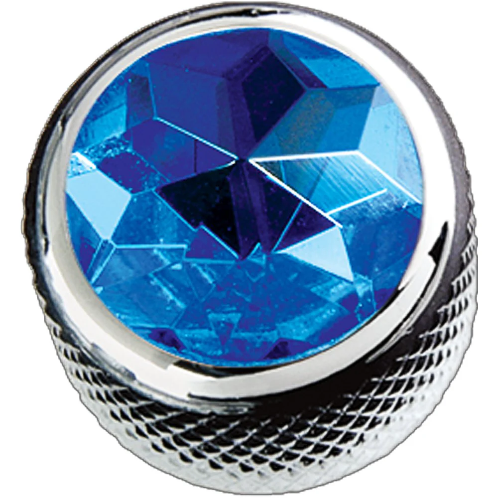 Dome Guitar Knob - BLUE CRYSTAL ON CHROME, KCD-0089