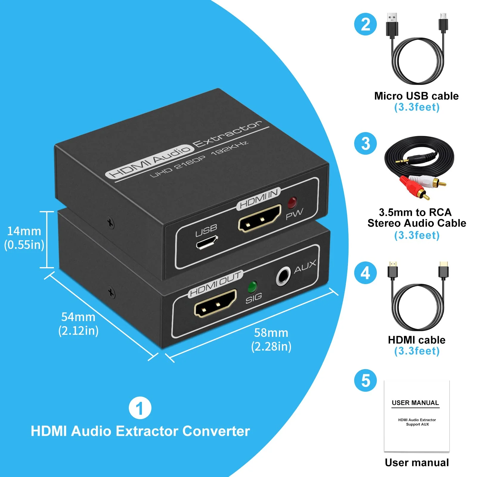 DONGJIAN HDMI Audio Extractor,4K HDMI to HDMI with Audio 3.5mm AUX Stereo and L/R RCA Audio Out,HDMI Audio Converter Adapter Splitter Support 4K 1080P 3D Compatable for PS3 Xbox Fire Stick. - Image 6