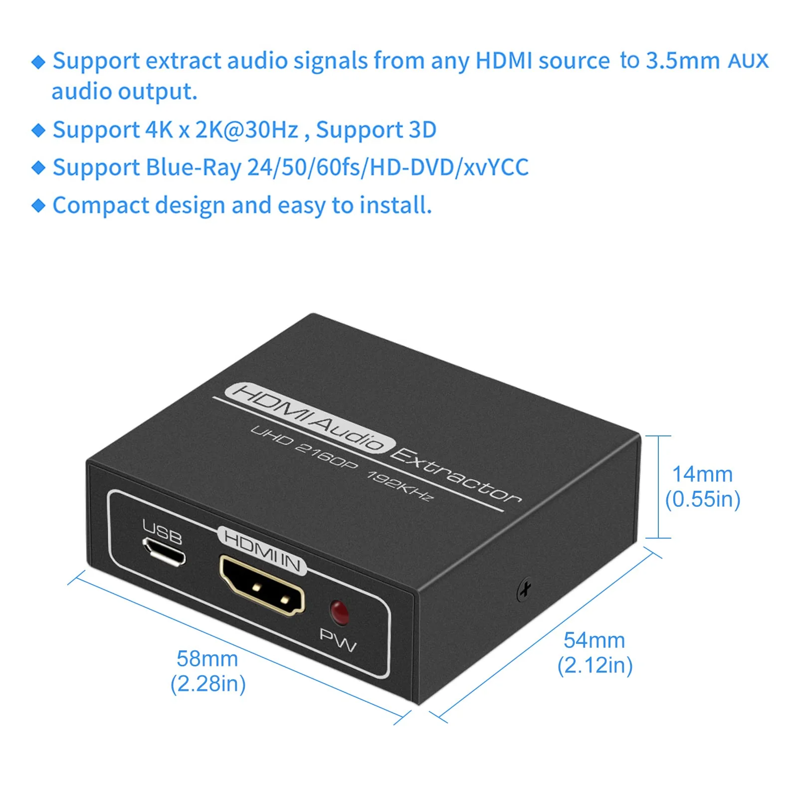 DONGJIAN HDMI Audio Extractor,4K HDMI to HDMI with Audio 3.5mm AUX Stereo and L/R RCA Audio Out,HDMI Audio Converter Adapter Splitter Support 4K 1080P 3D Compatable for PS3 Xbox Fire Stick. - Image 7