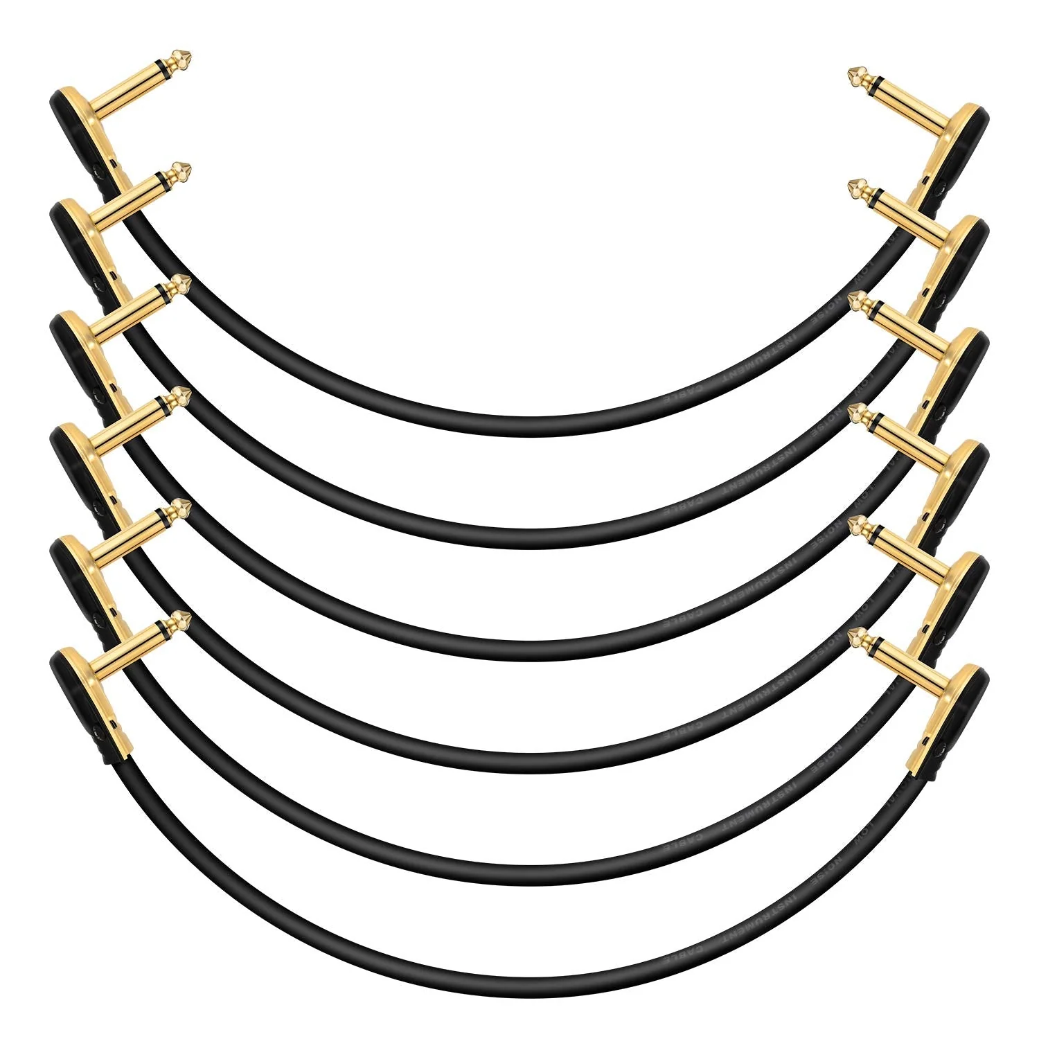 Donner Guitar Patch Cables Right Angle 12 Inch 30cm 1/4 Instrument Cables for Effect Pedals 6 Pack Professional
