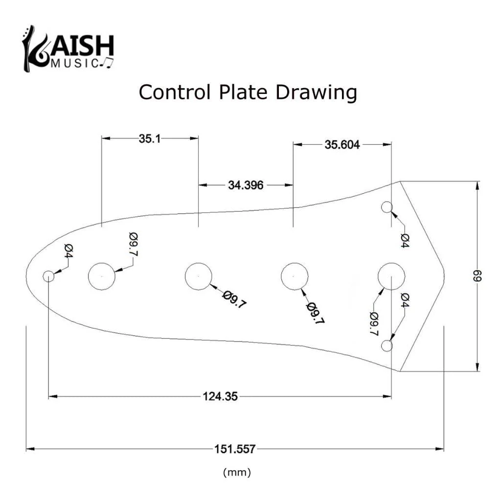 Dopro American Standard J Bass Control Plate Aluminum Anodized Jazz Bass JB Control Plate with 3/8"(9.5mm) CTS Pot Holes for American/Mexican Jazz Bass Black Black-3 - Image 2