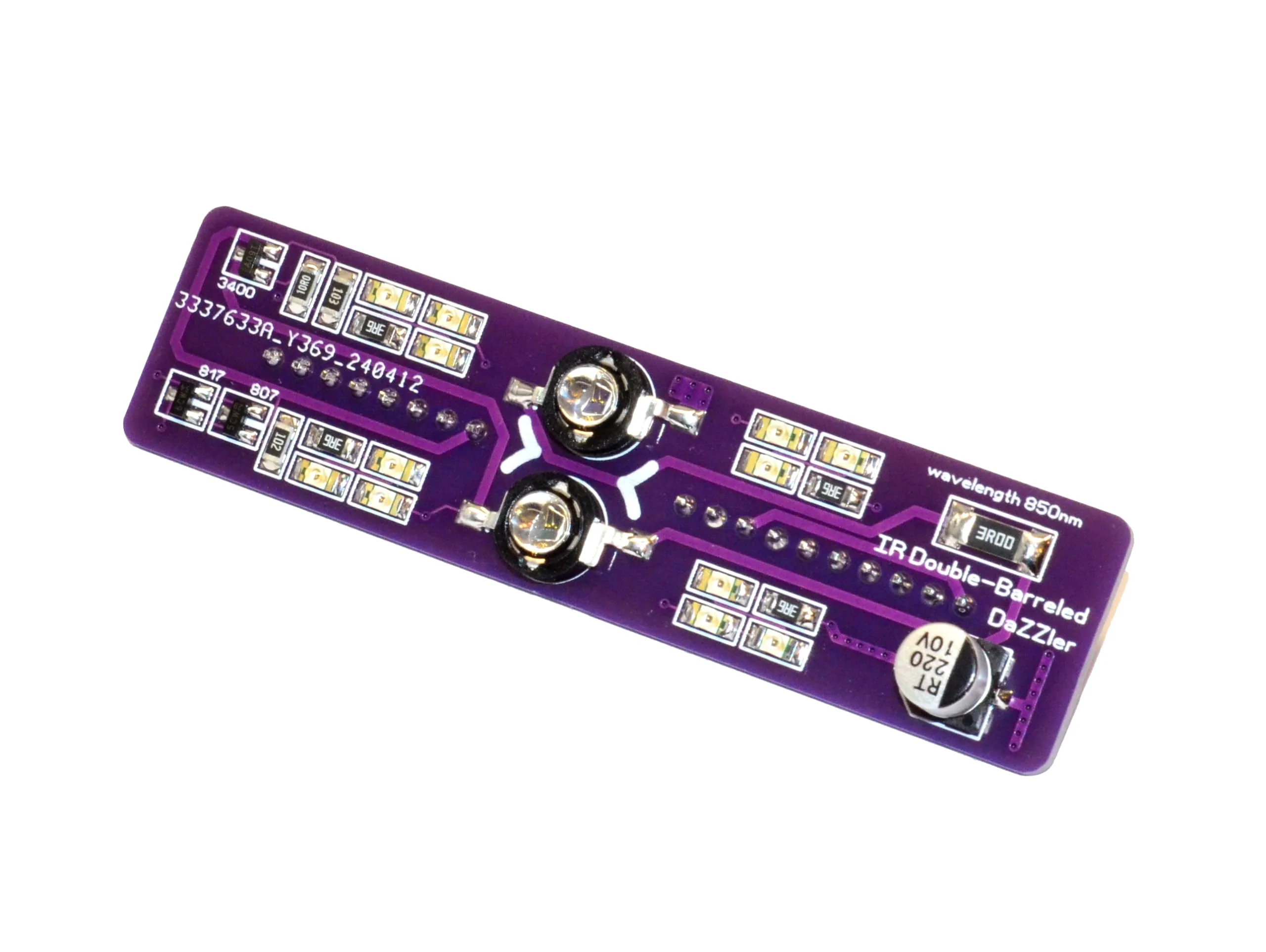 Double Barreled IR LED Blaster Dazzler 850nm Competible with Flipper Zero, Purple