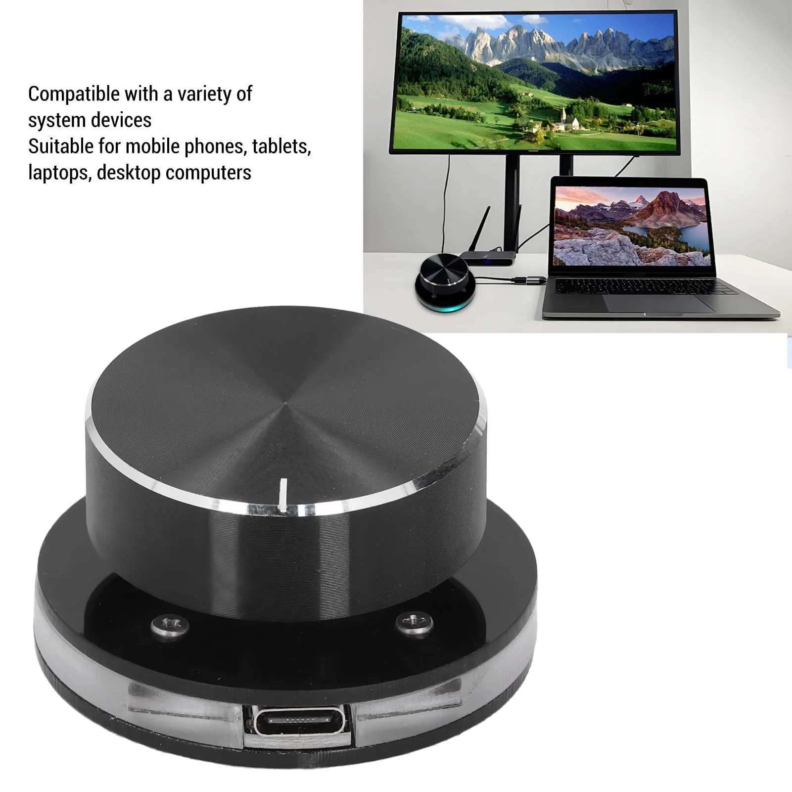 Dpofirs USB Volume Control, Multimedia Sound Controller Knob, with RGB Light, PC Volume Control Knob, with One Key Mute Function, Type C External Media Adjustment Controller - Image 5