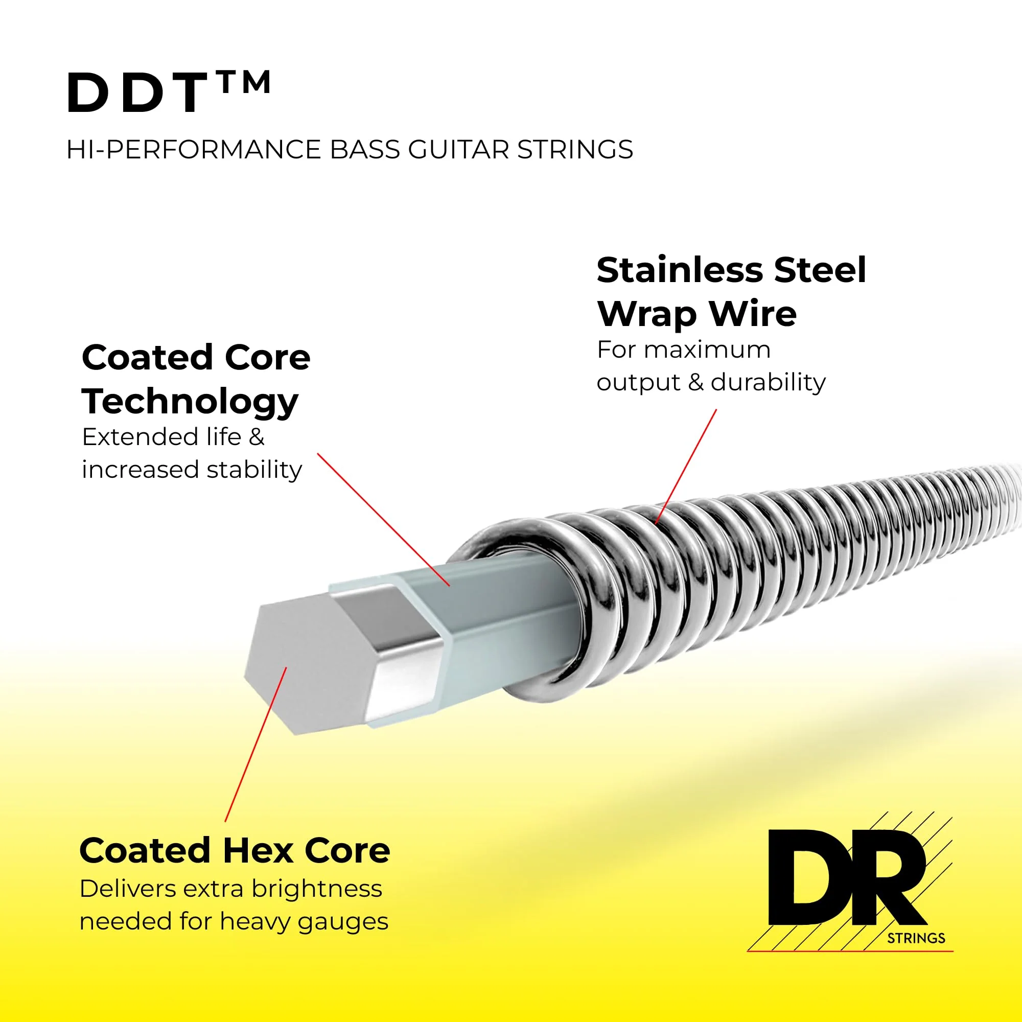 DR Strings DDT Bass Guitar Strings (DDT5-55) 5-String(55-135) - Image 2