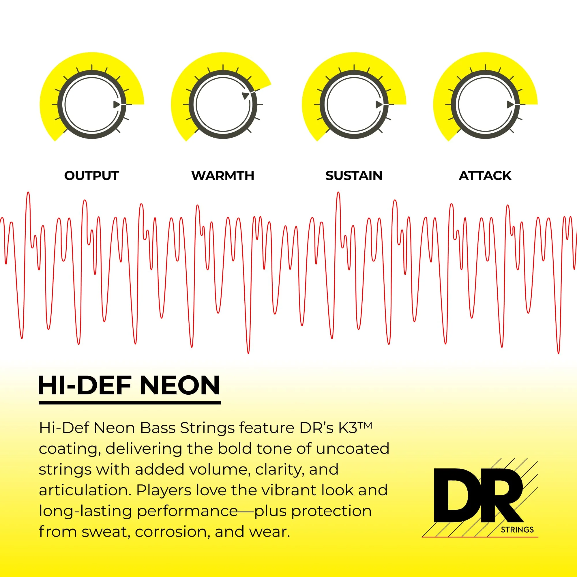 DR Strings HI-DEF NEON Bass Guitar Strings (NPB-45) - Image 4