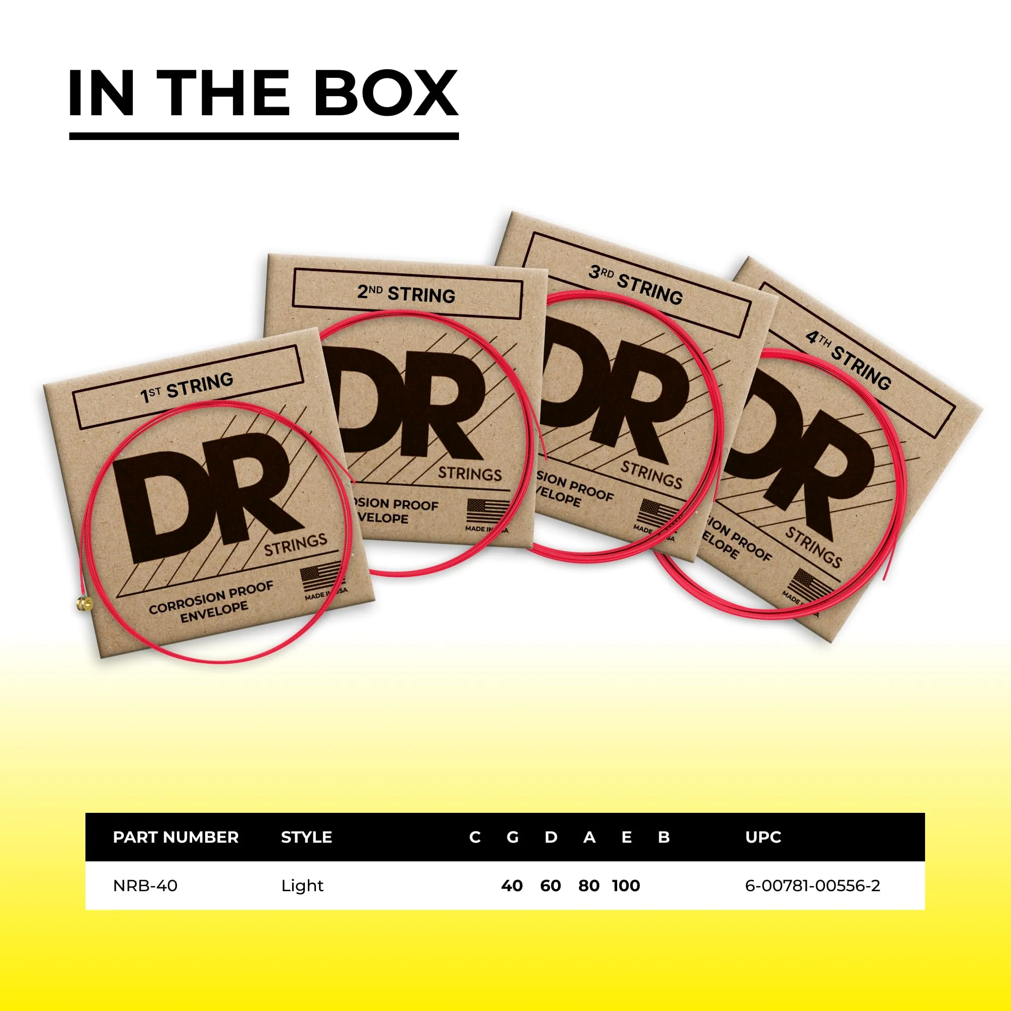 DR Strings Hi-Def Neon Red Bass Lite Strings (NRB40) - Image 4