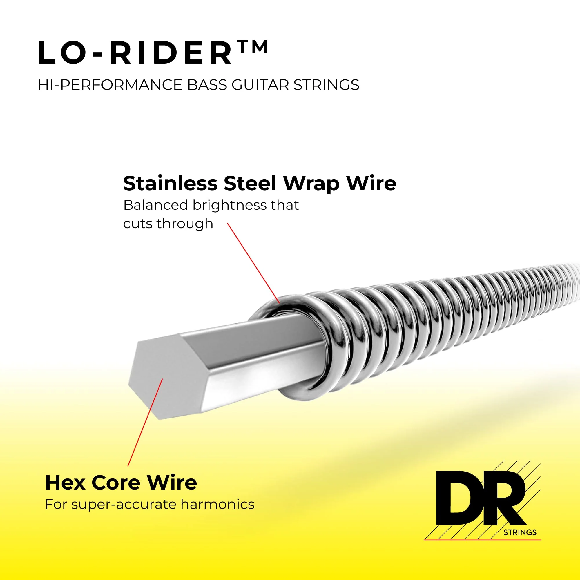 DR Strings Lo-Rider - Stainless Steel Hex Core Bass 45-105 .045-.105 - Image 3