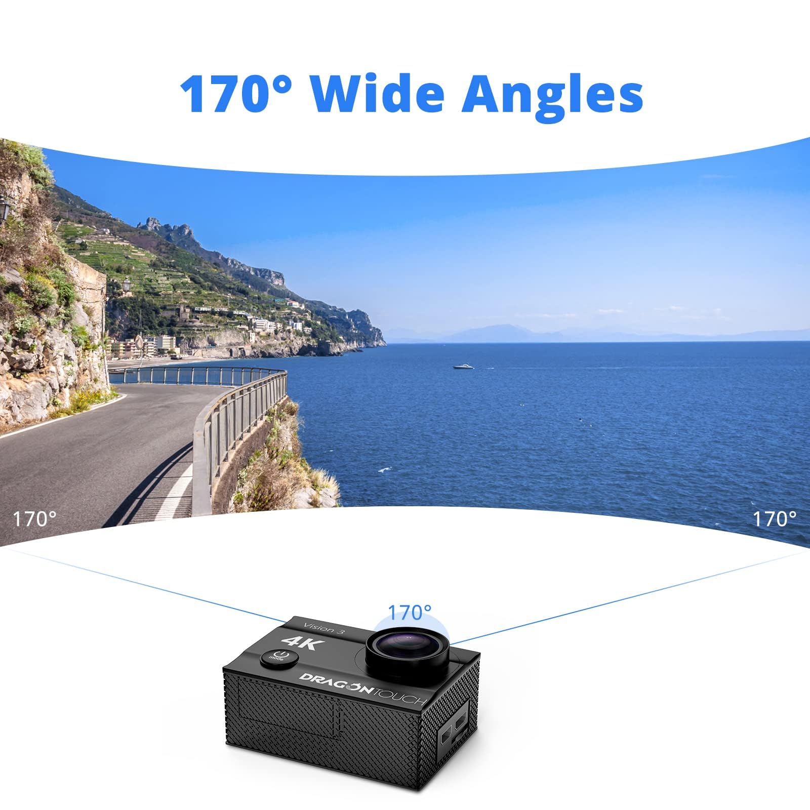 Dragon Touch 4K Action Camera 20MP Vision 3 Underwater Waterproof Camera 170° Wide Angle WiFi Sports Cam with Remote and Mounting Accessories Kit - Image 7
