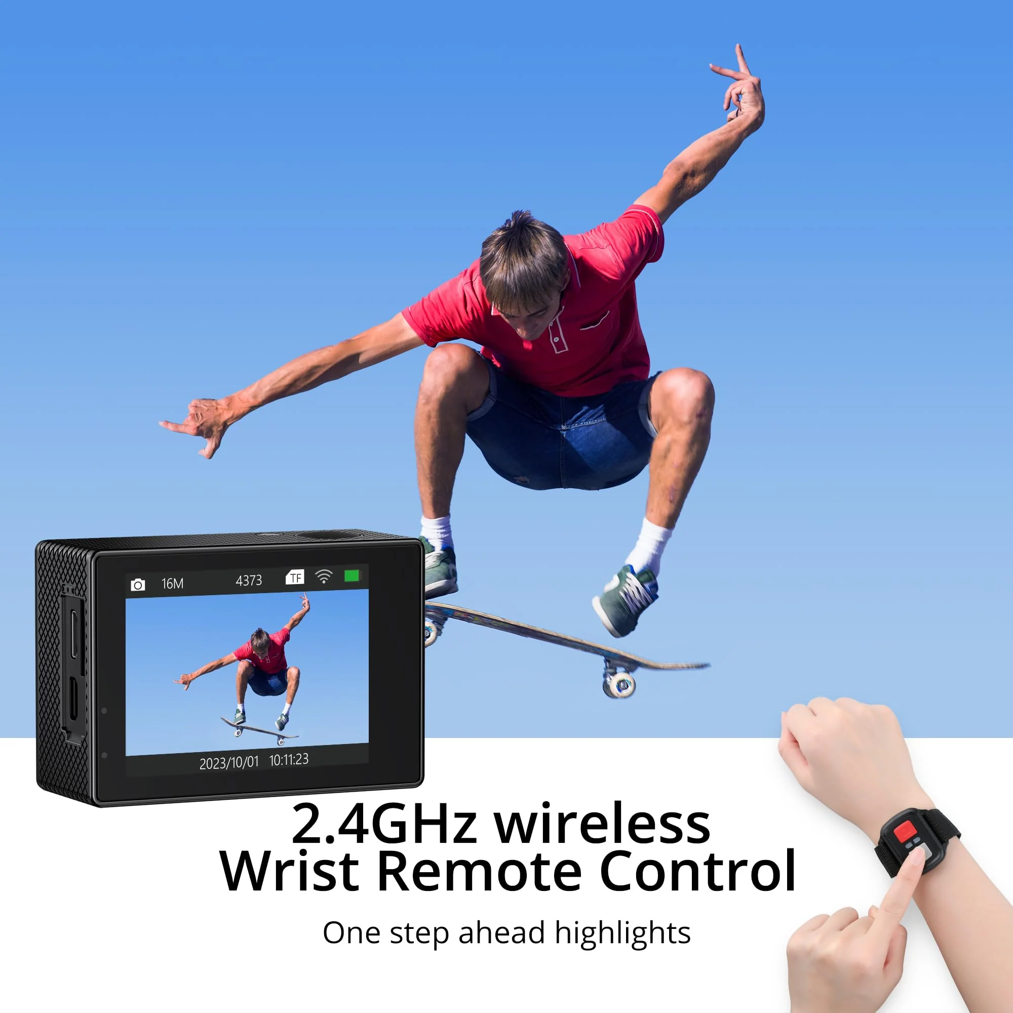 Dragon Touch Action Camera 4K 20MP 30FPS 100FT Waterproof Underwater Camera 170° Wide Angle WiFi Sports Cam with Remote 2 Batteries and Mounting Accessories Kit - Image 3