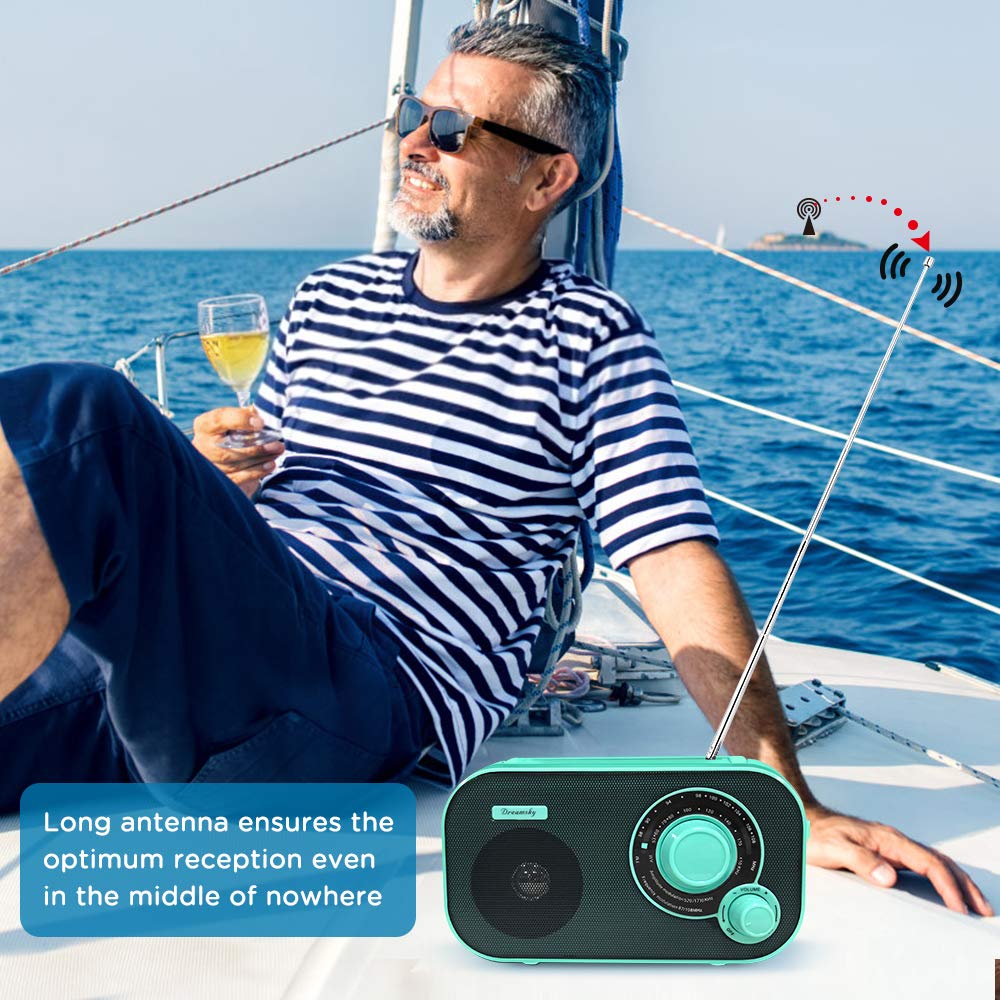 DreamSky AM FM Portable Radio Plug in Wall or Battery Operated for Home & Outdoor, Strong Reception, Large Dial Easy to Use, Transistor Antenna, Headphone Jack, Small Gifts for Seniors Elderly Green - Image 5