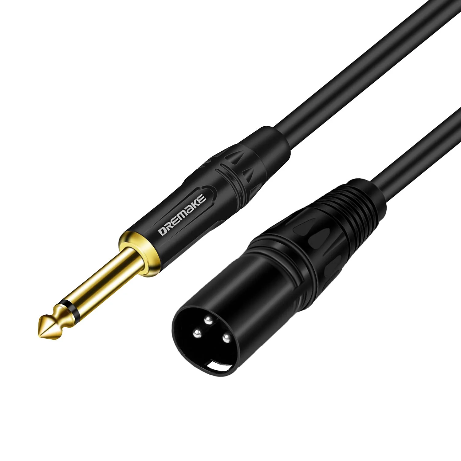 DREMAKE Mono 6.35mm to XLR 3-Pin Audio Cable, 33FT Quarter Inch to XLR Unbalanced Mic Cable for Speakers, Stage, DJ, AMP, Studio Audio Console 33FT/10M