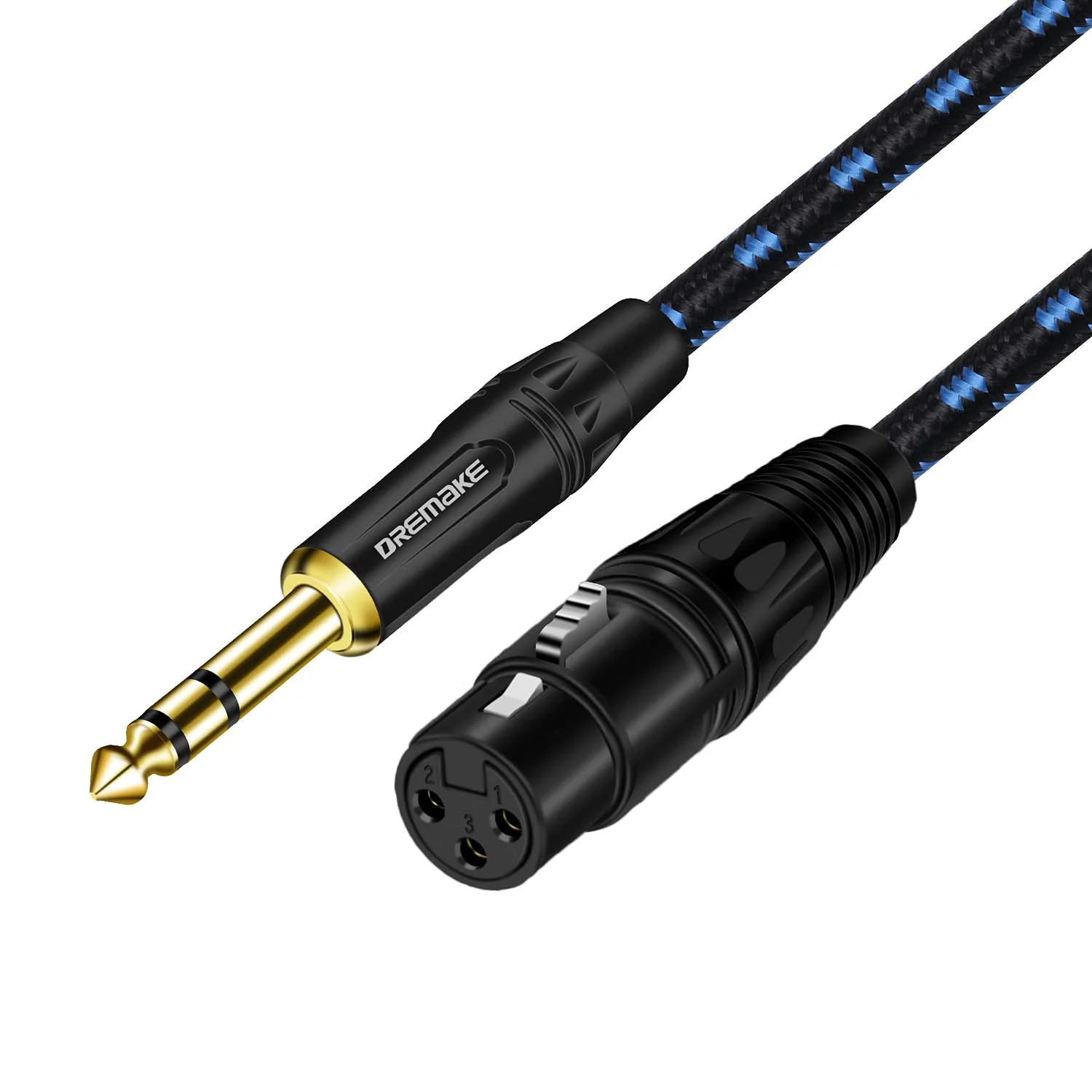 DREMAKE TRS 1/4 Inch to XLR Cable, XLR 3-Pin Female to Quarter Inch Male Patch Balanced Cord, 40FT XLR to Jack 6.35mm TRS Signal Interconnect Cable for Power Amplifier, Speaker System, Audio Console