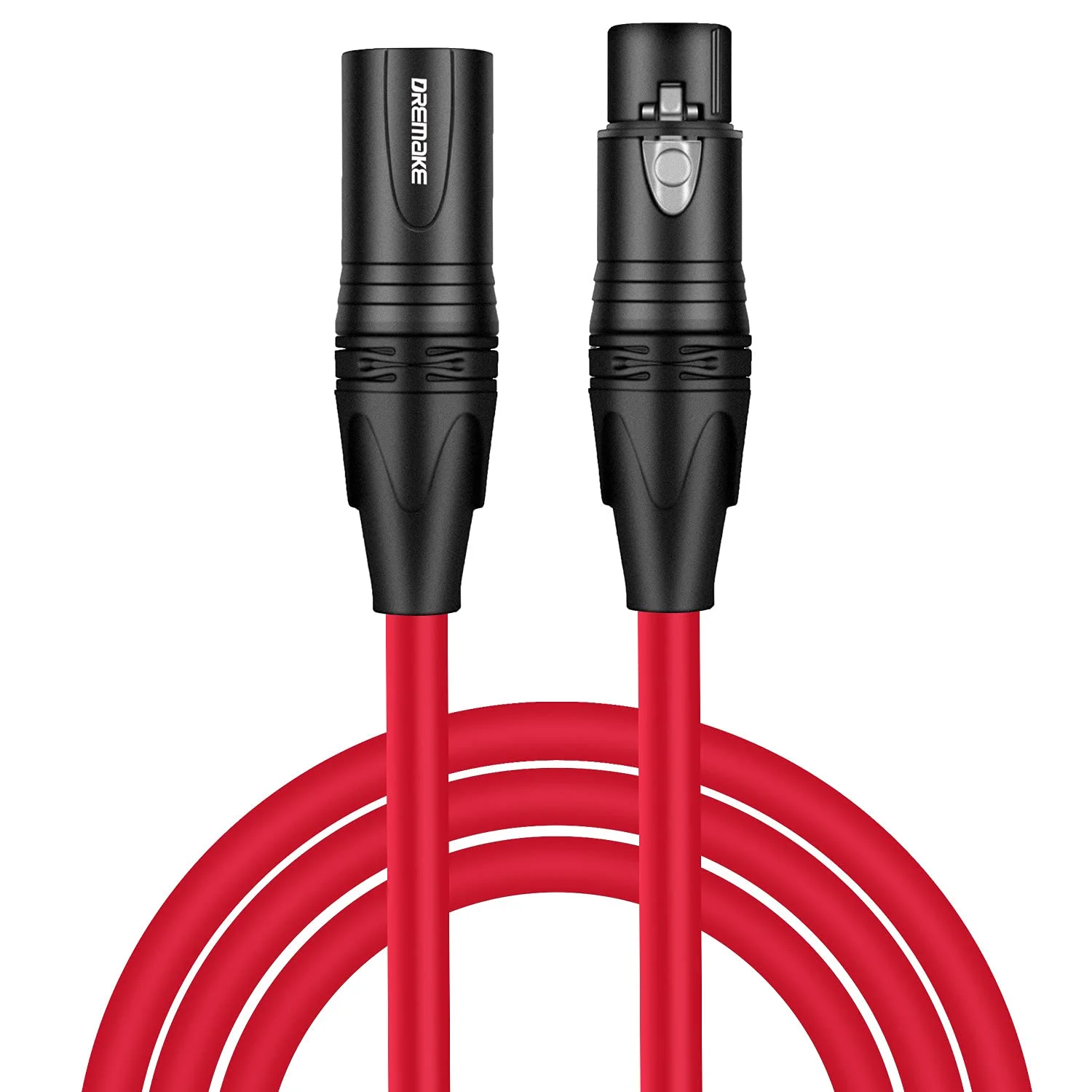 DREMAKE XLR Instrument Microphone Audio Extension Cord 50FT Balanced 3 Pin Male to Female Mic Cable - Red 50FT/15M