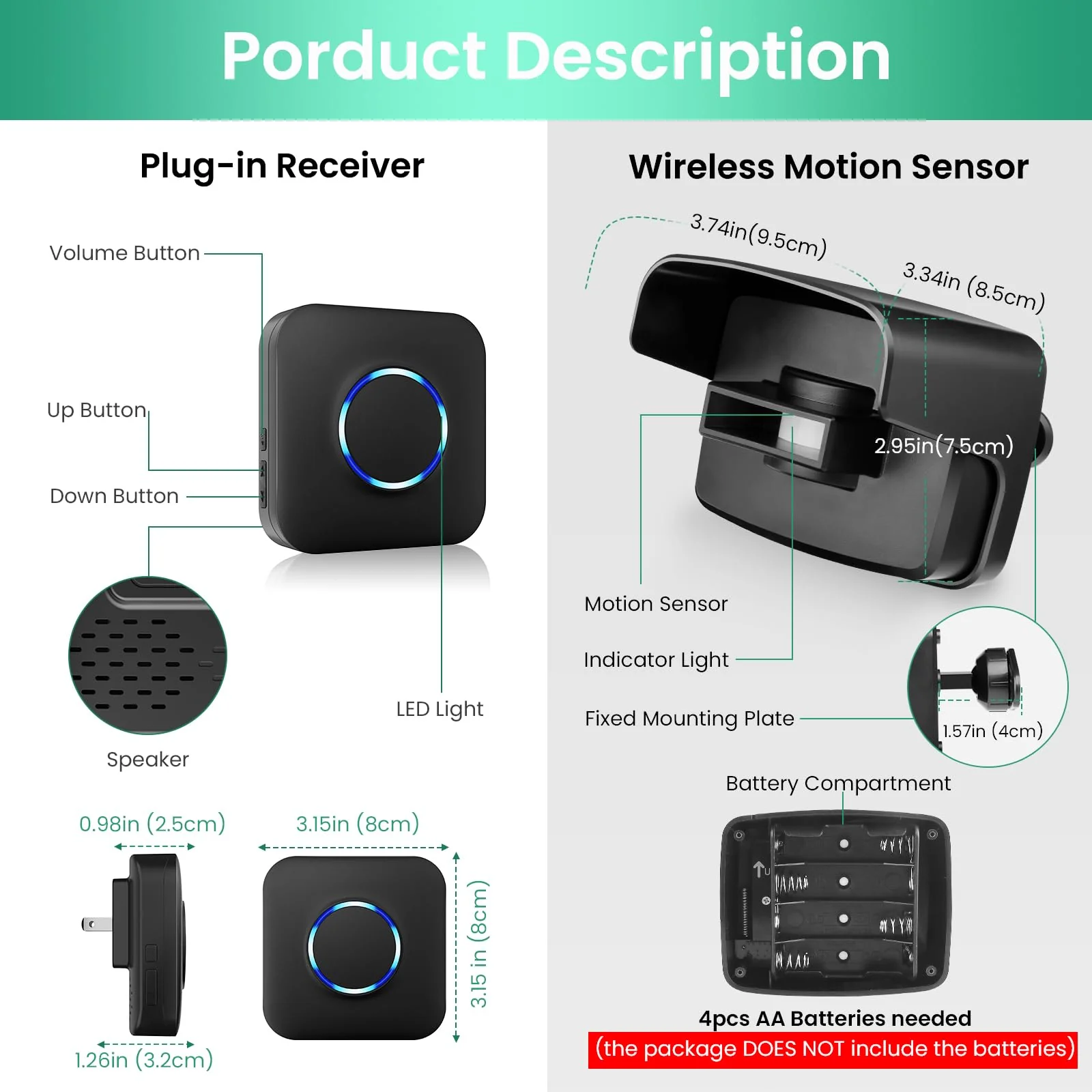 Driveway Alarm, BITIWEND Driveway Alarms Wireless Outside Weatherproof Motion Sensor&Detector, 600 FT Long Range Security Alert System-Monitor&Protect Outdoor/Indoor Property - 1 Receiver & 2 Sensors - Image 9
