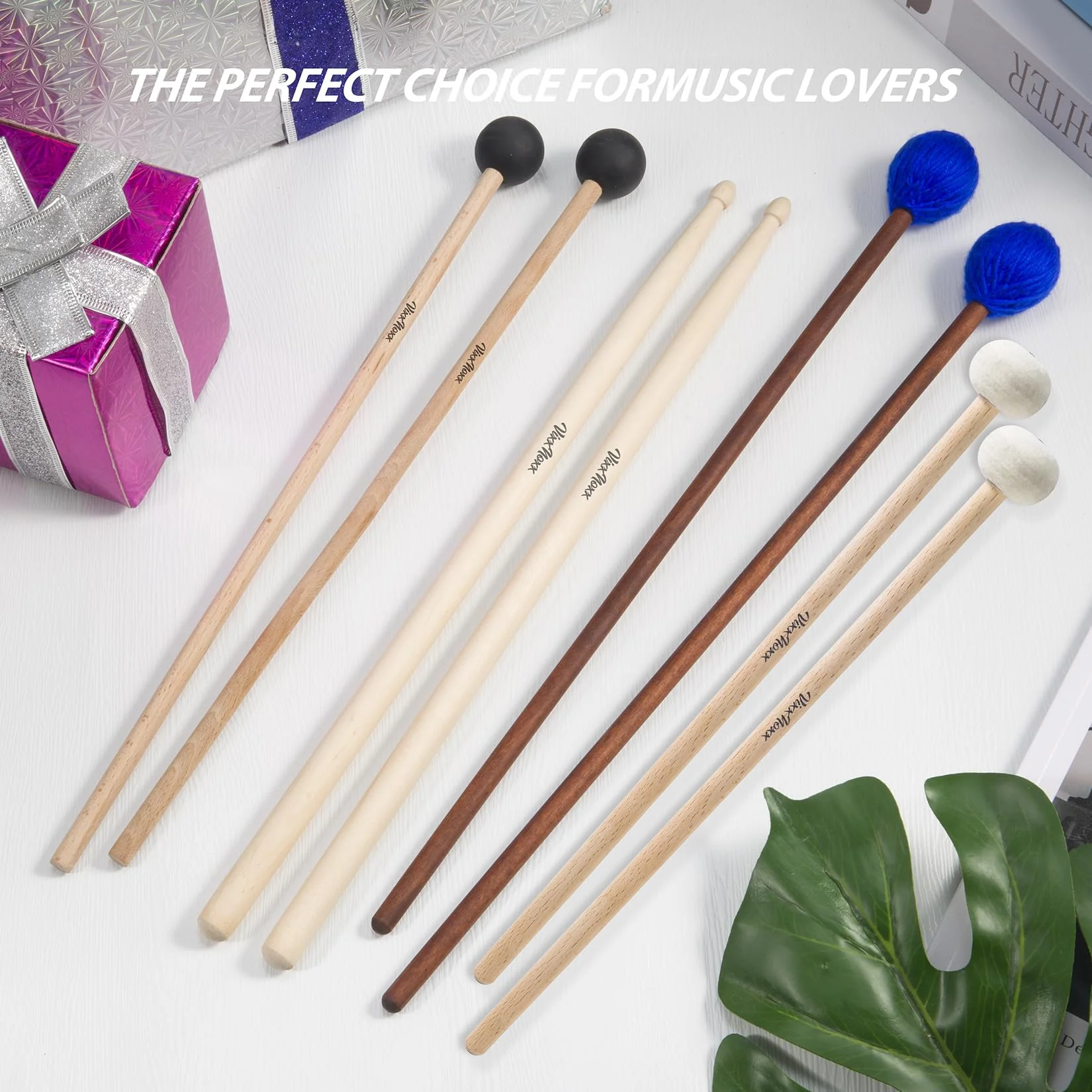 Drum Mallets Kit – 4 Pairs (Felt Timpani, Rubber, Marimba, 5A) Drumsticks with Bag, Percussion Instrument Beginner Accessories for Steel Drum, Bass Drum, Glockenspiel, Xylophone Mallet - Image 7