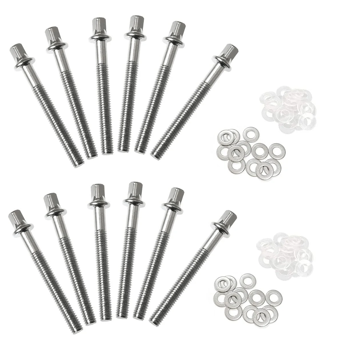 Drum Set Hardware 12-Pack Stainless Steel Drum Tight Screw Tension Rods for Percussion Instrument Parts (M6 x50mm) M6 x50mm