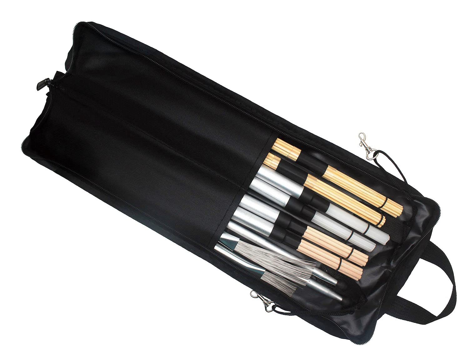 Drum Stick Bag case Percussion Drum Mallet Bag with an External Pocket and Floor Tom Hooks Holds 10-12 Pairs Drum Sticks Mallets Brushes Black - Image 7